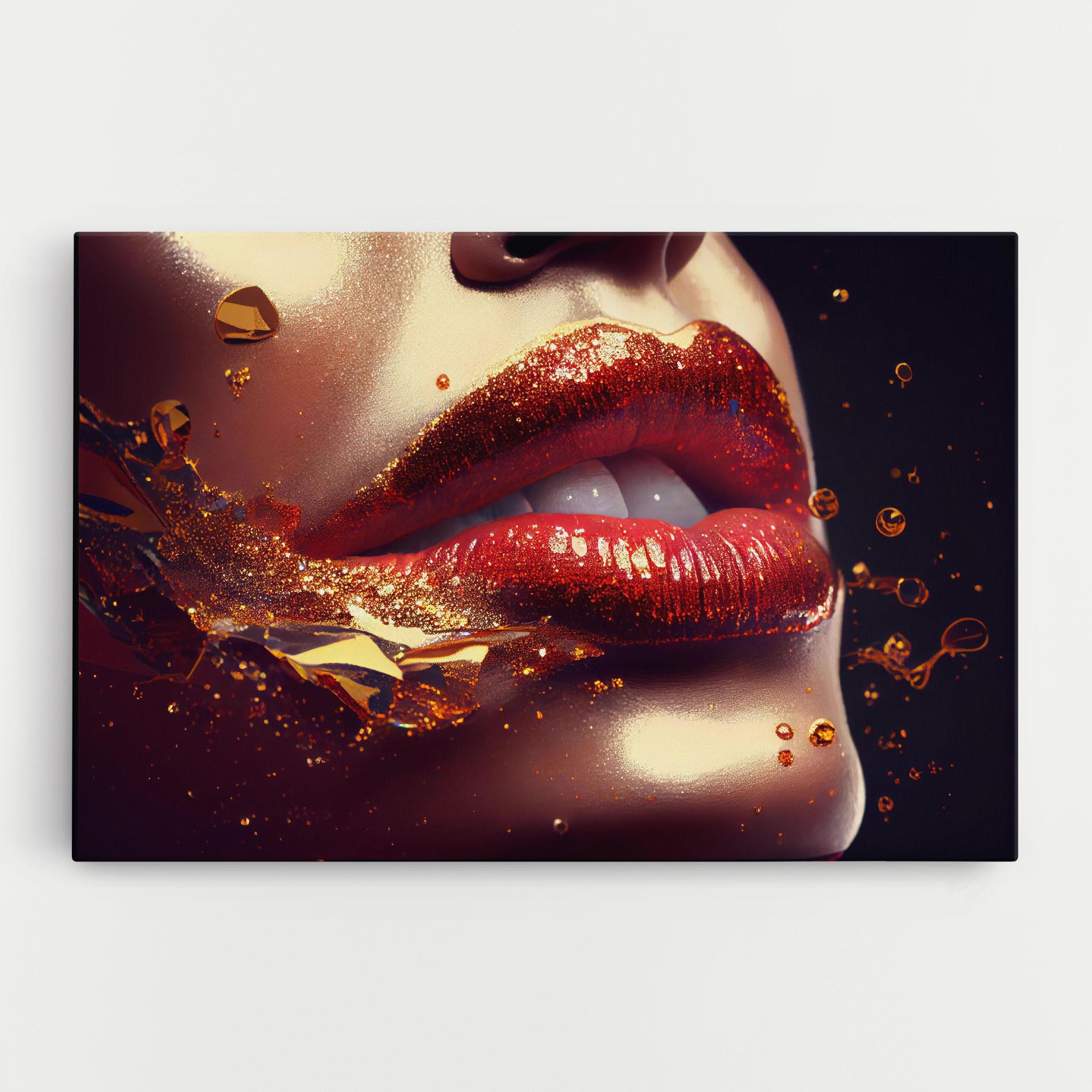 Vászonkép Gold Glitter Lips mockup 0