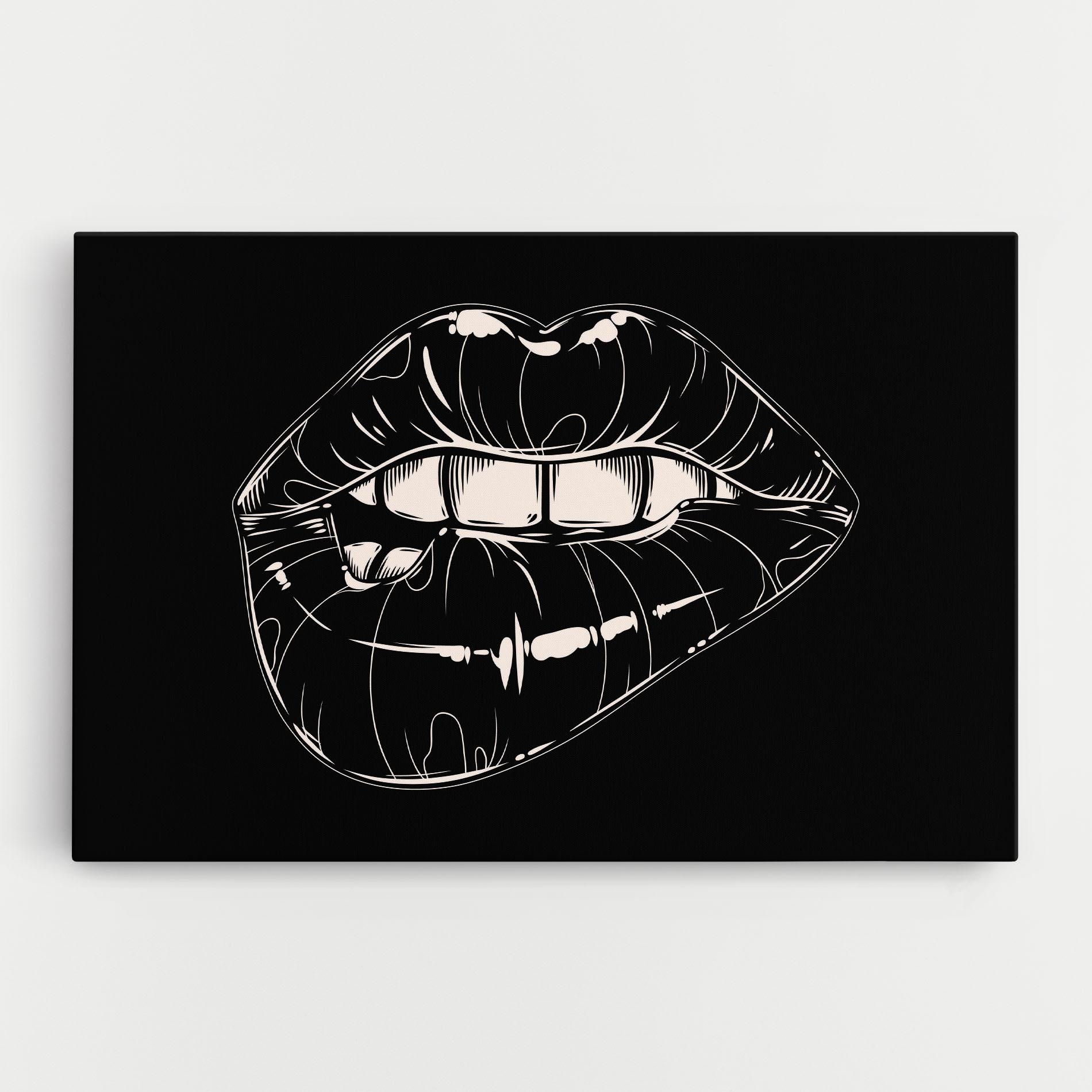 Vászonkép Juicy Lips On Black mockup 0