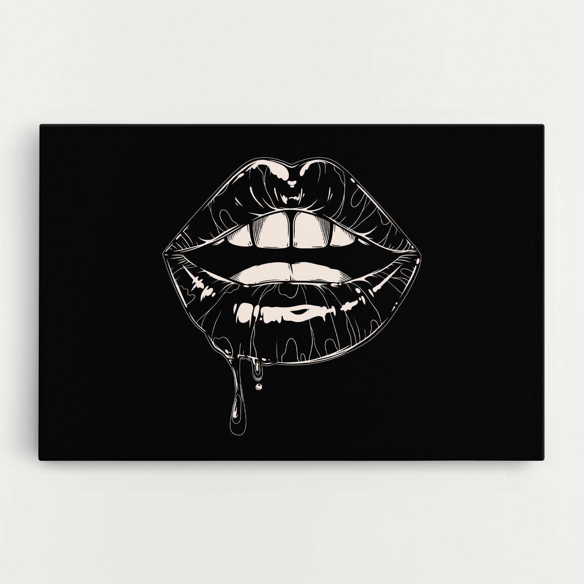 Vászonkép Open Lips On Black mockup 0