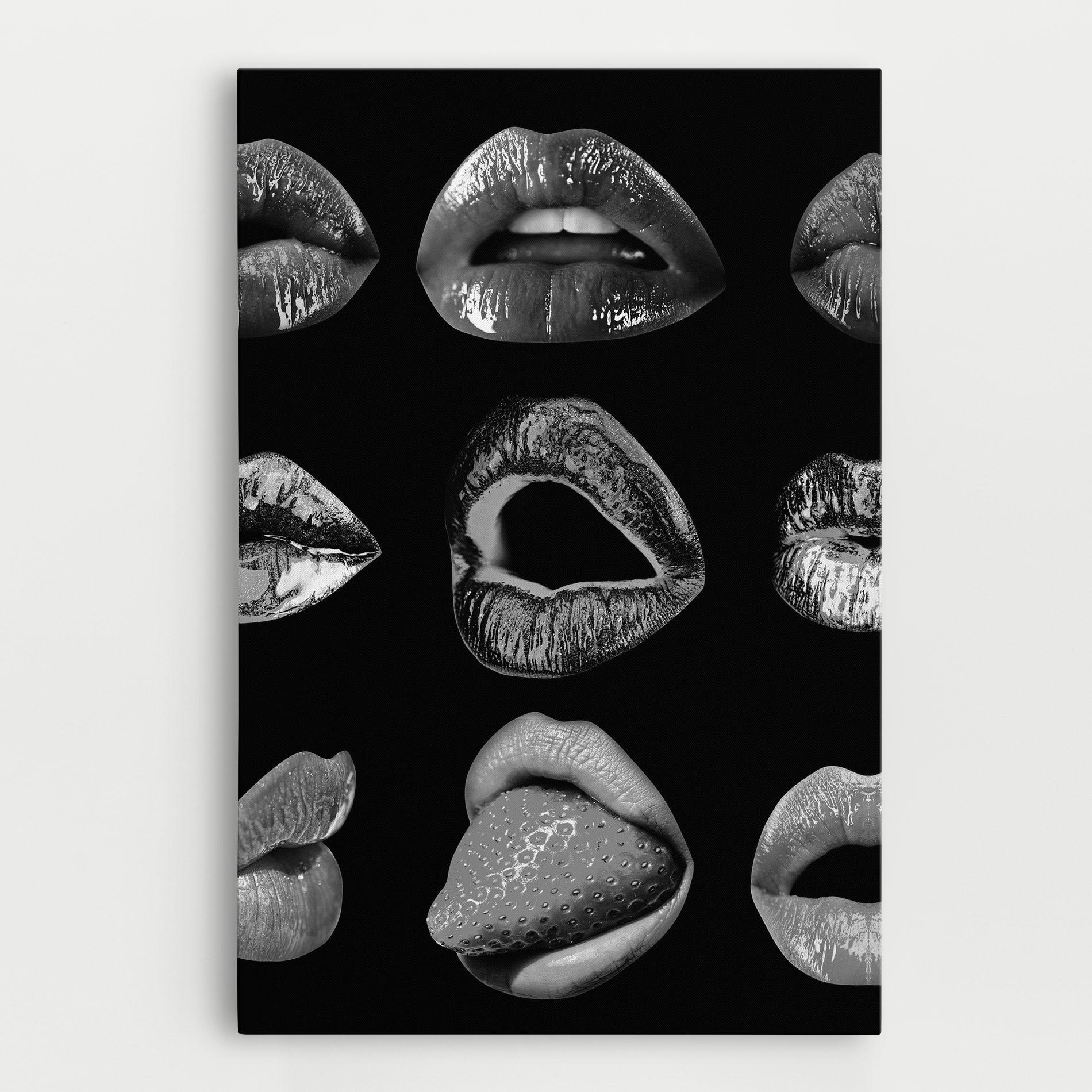 Vászonkép Grey Lips Collage mockup 0