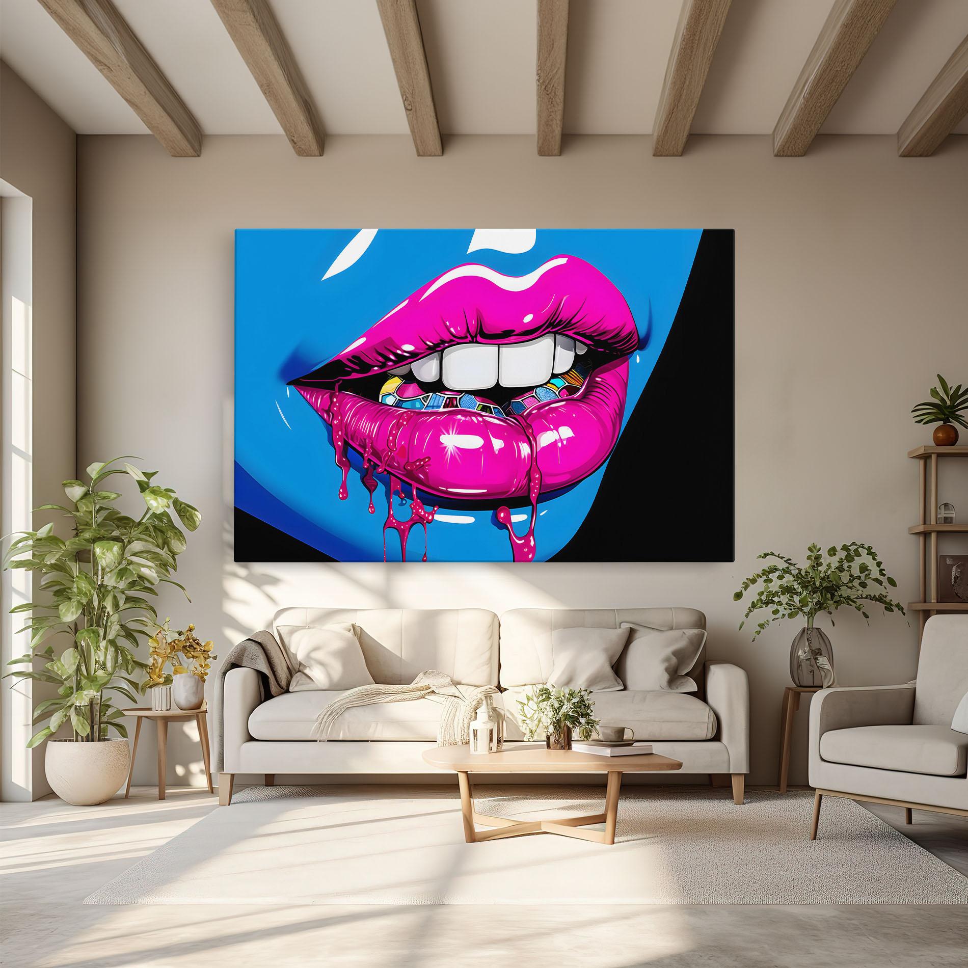 Vászonkép Blue Pink Lips Art mockup 6