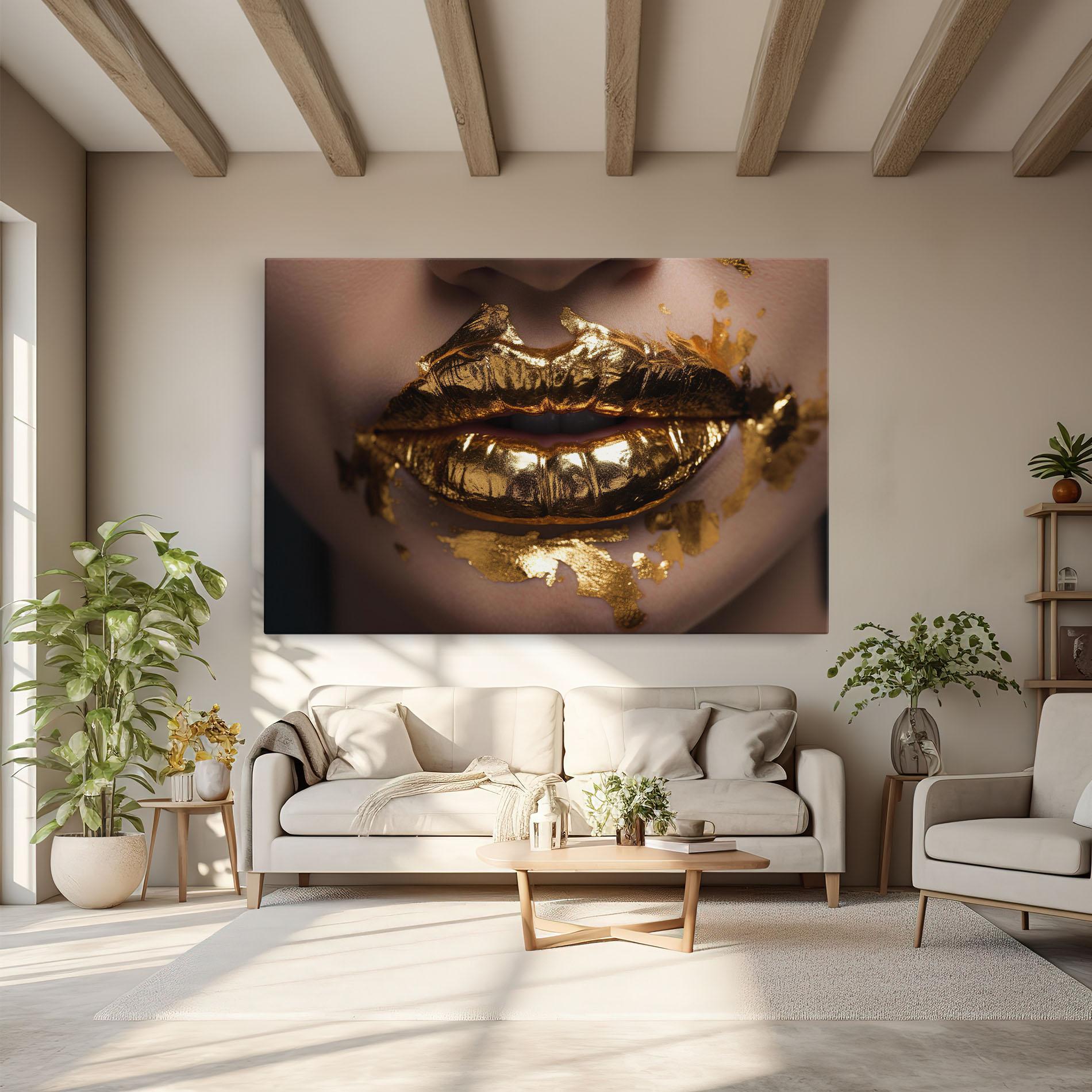 Vászonkép Close Gold Lips mockup 6