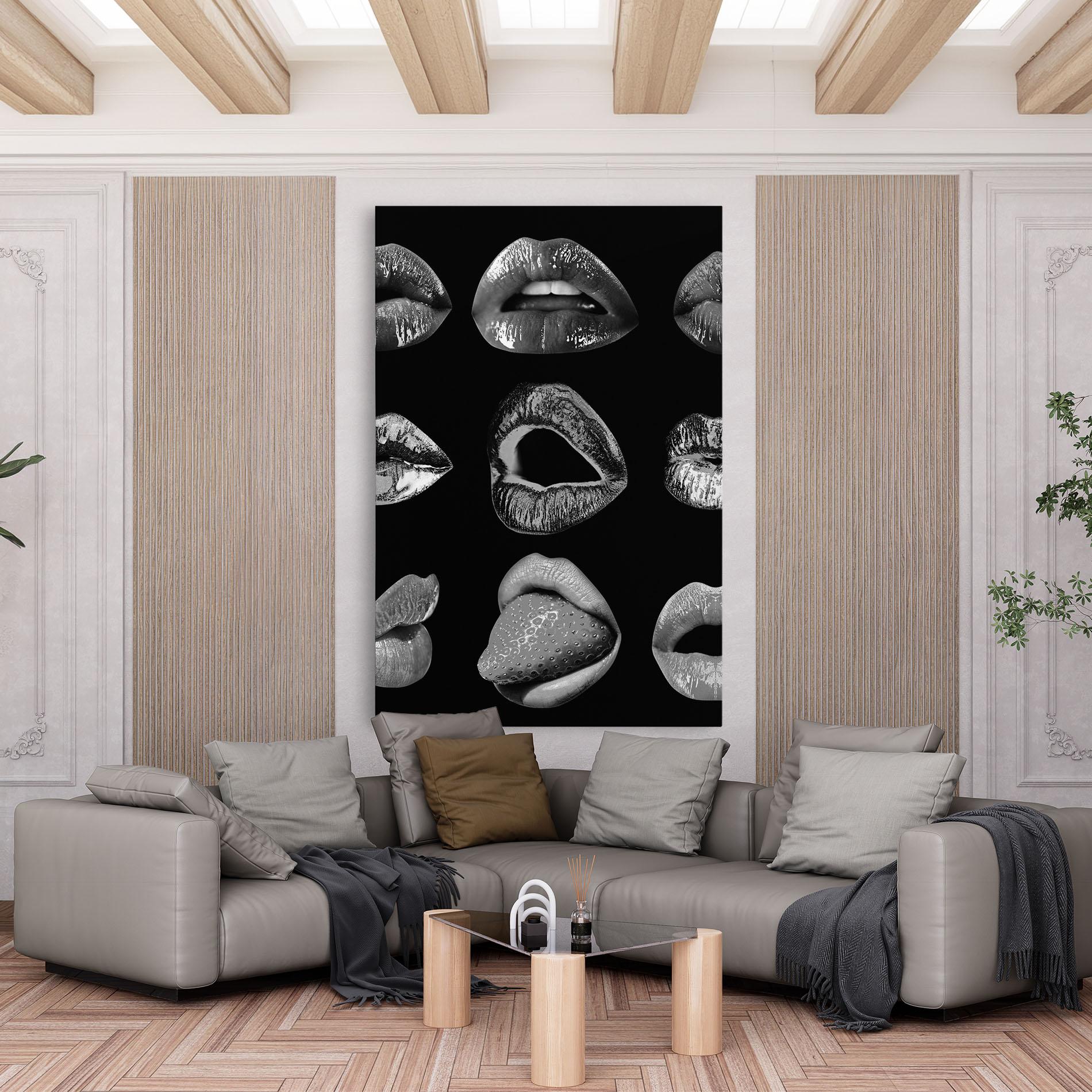 Vászonkép Grey Lips Collage mockup 6