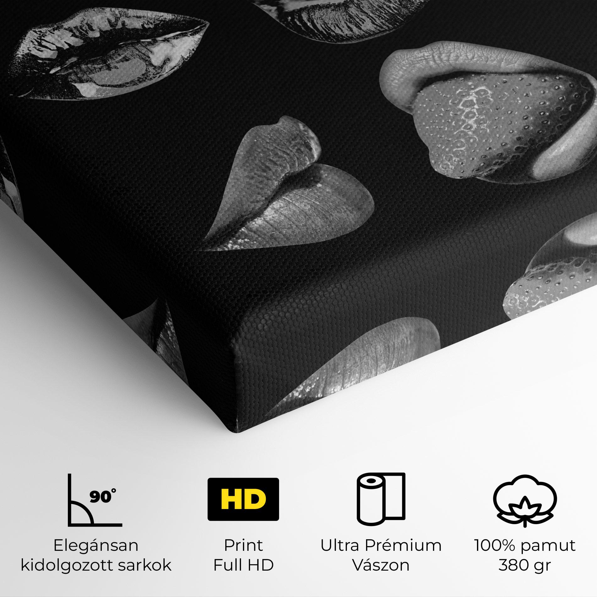 Vászonkép Grey Lips Collage mockup 4