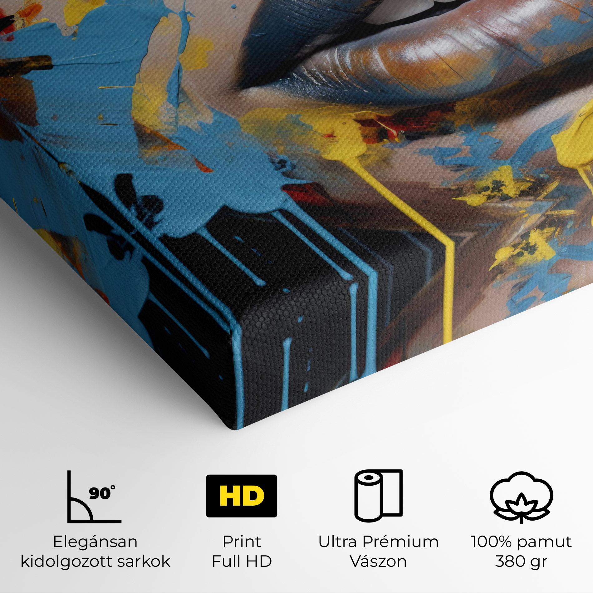 Vászonkép Yellow Blue Lips Art mockup 4