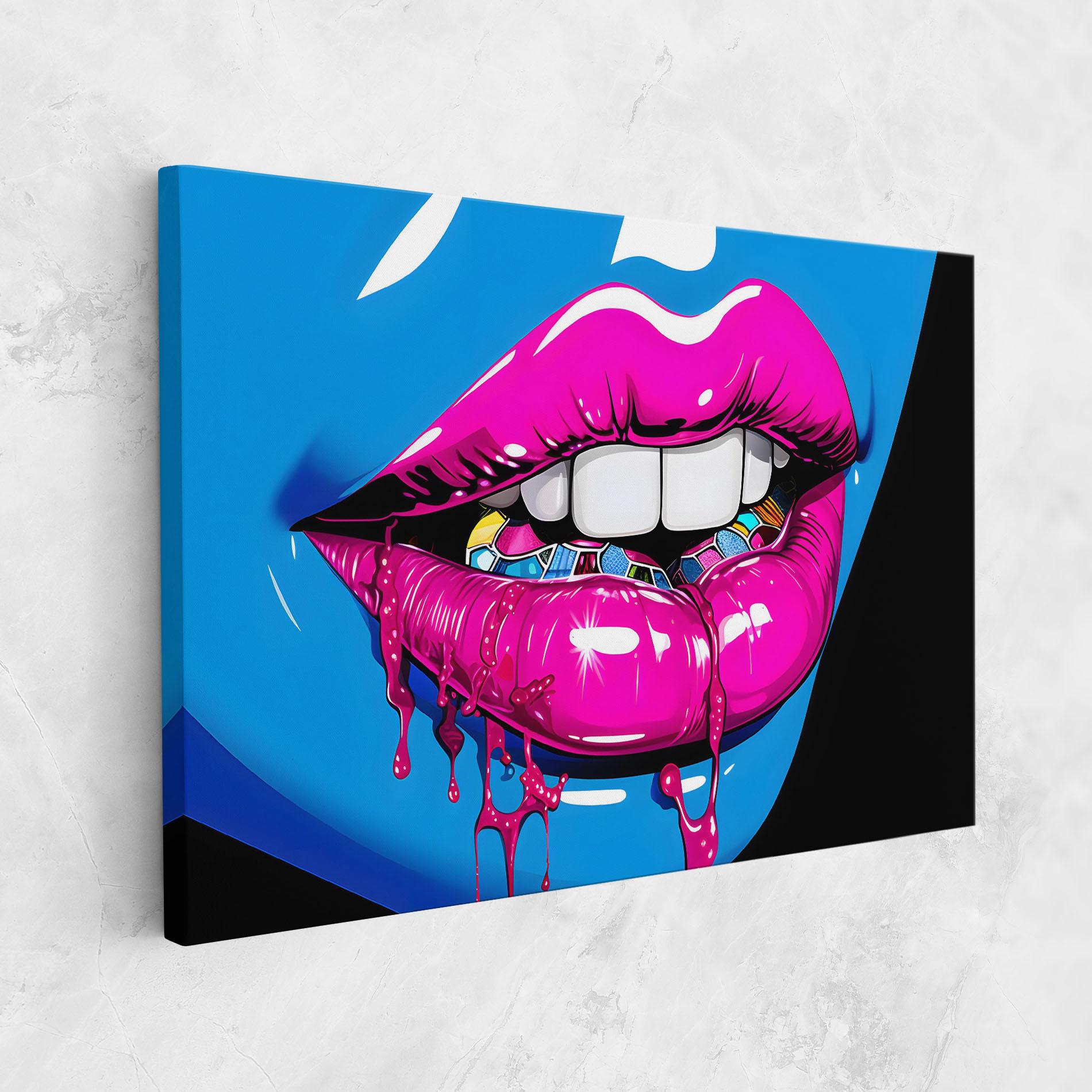 Vászonkép Blue Pink Lips Art mockup 1