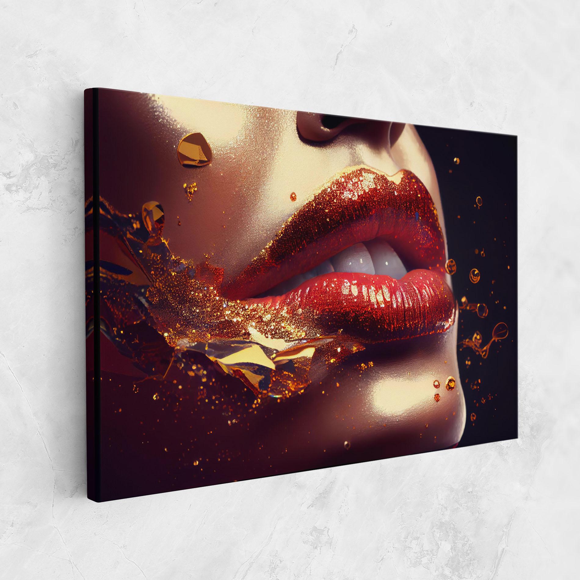 Vászonkép Gold Glitter Lips mockup 1