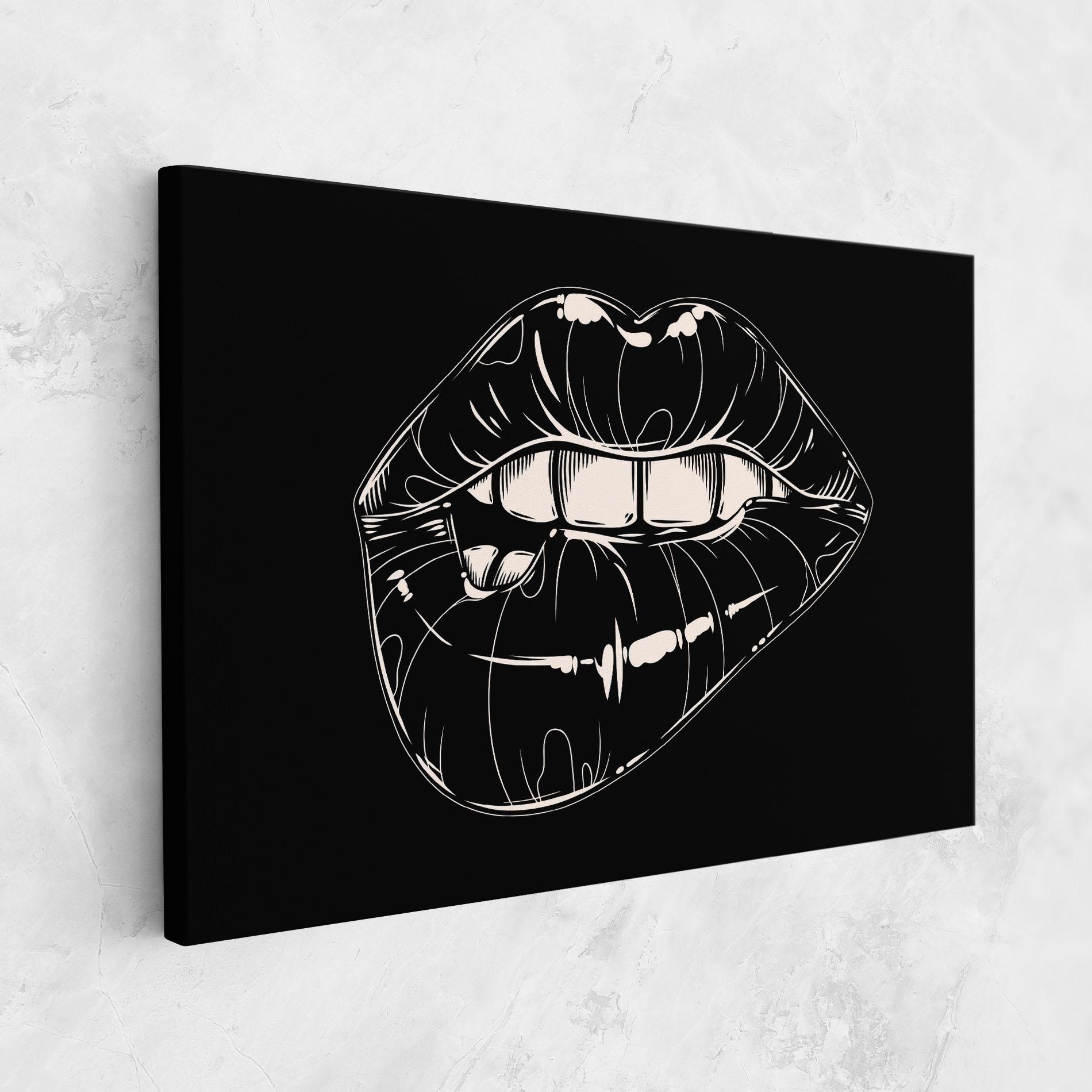 Vászonkép Juicy Lips On Black mockup 1