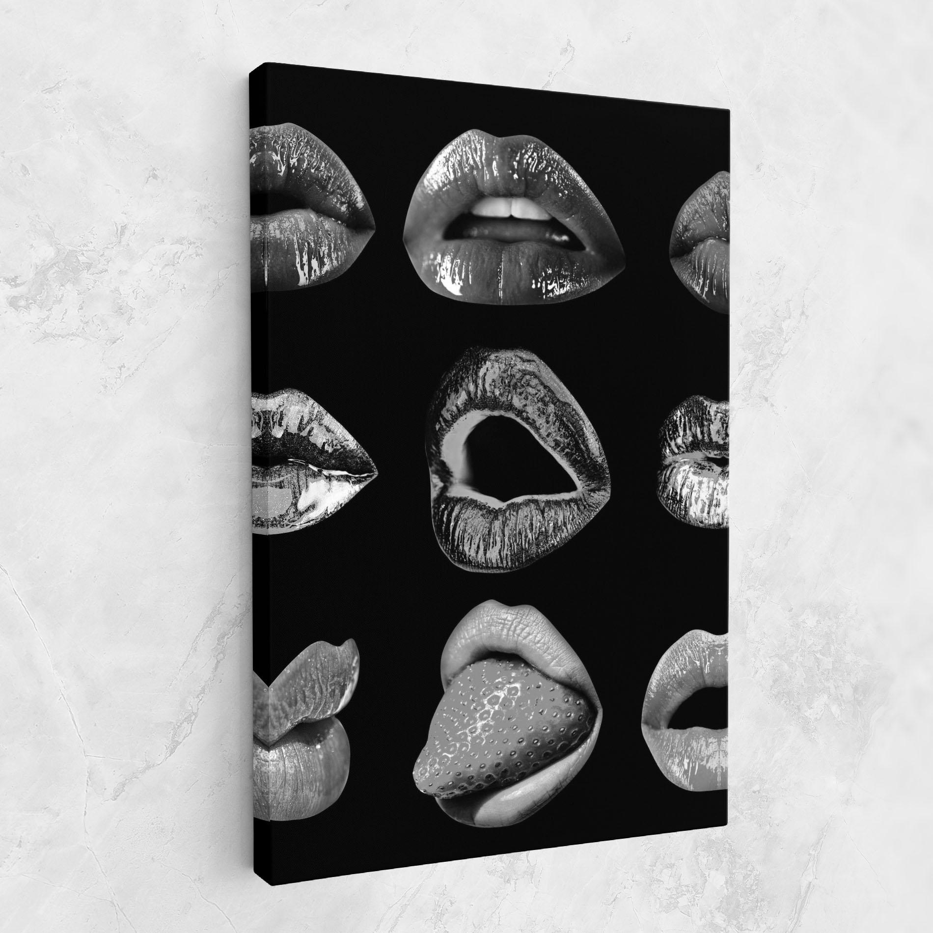 Vászonkép Grey Lips Collage mockup 1