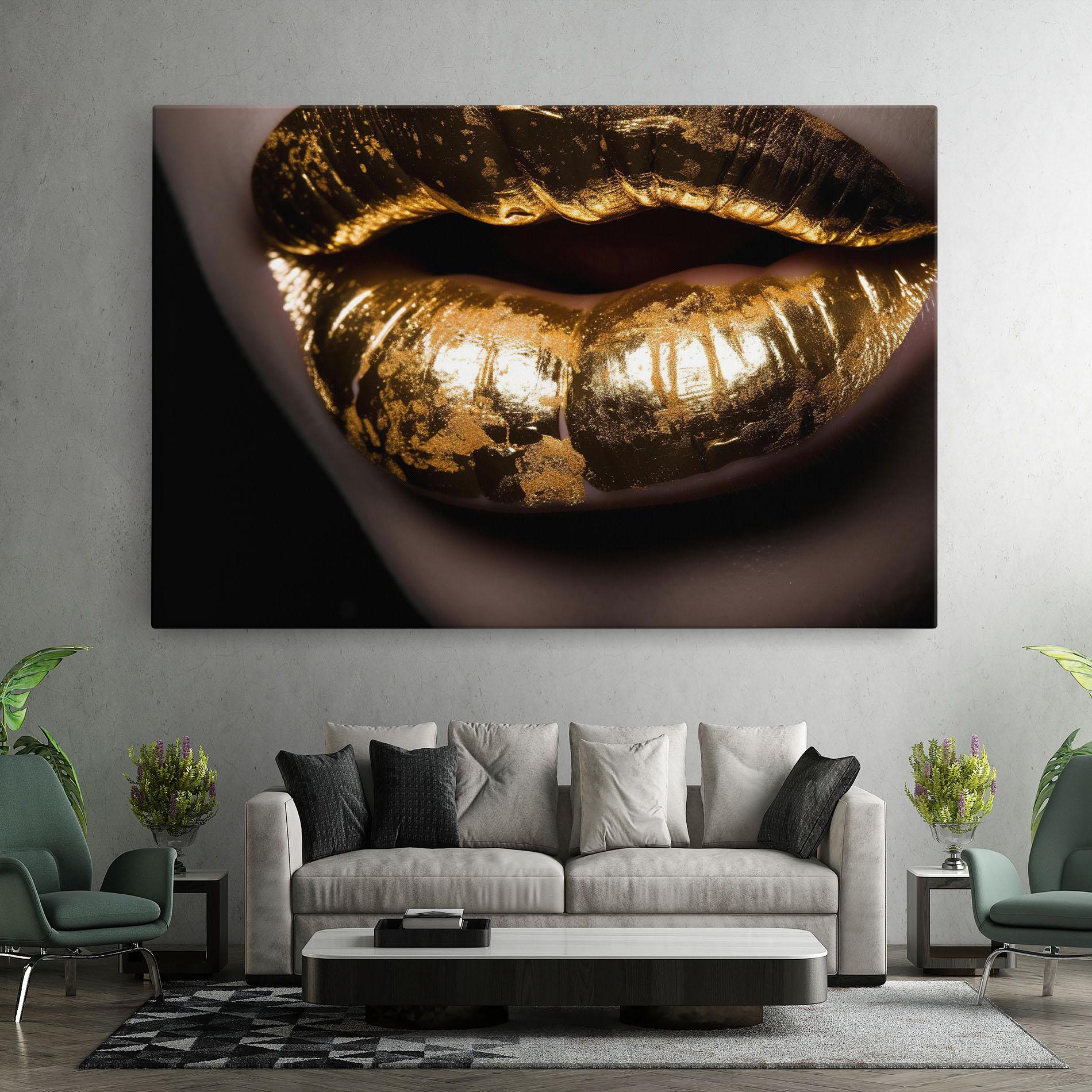Vászonkép Big Gold Lips mockup 7