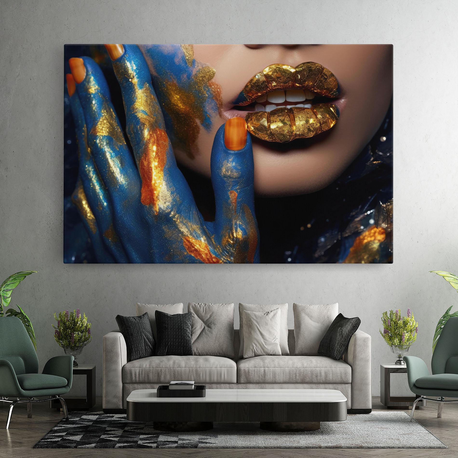 Vászonkép Blue Hand Lips mockup 7