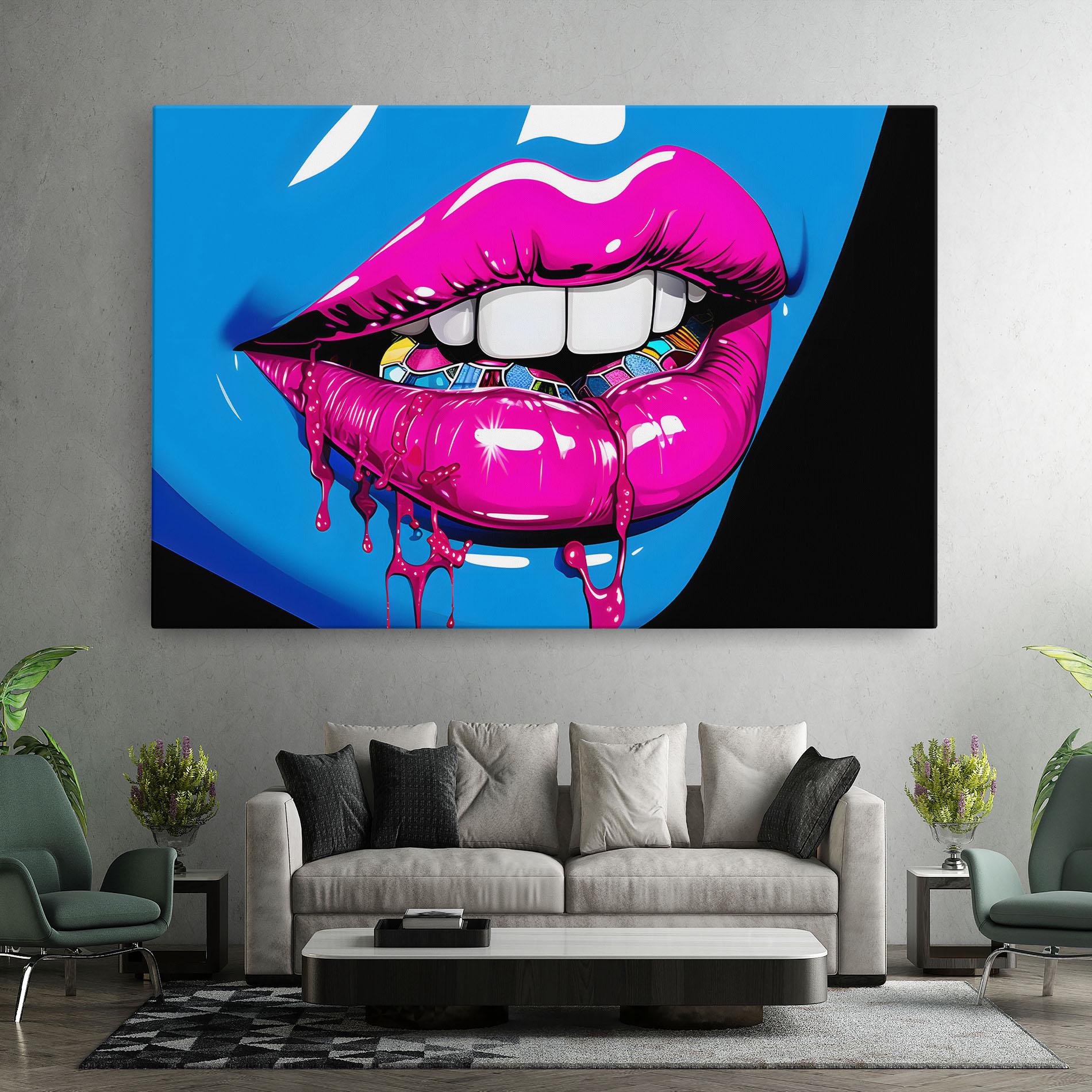 Vászonkép Blue Pink Lips Art mockup 7