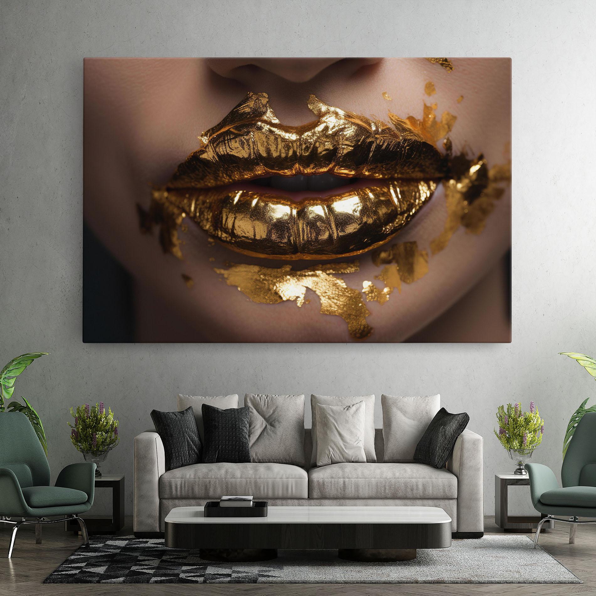 Vászonkép Close Gold Lips mockup 7