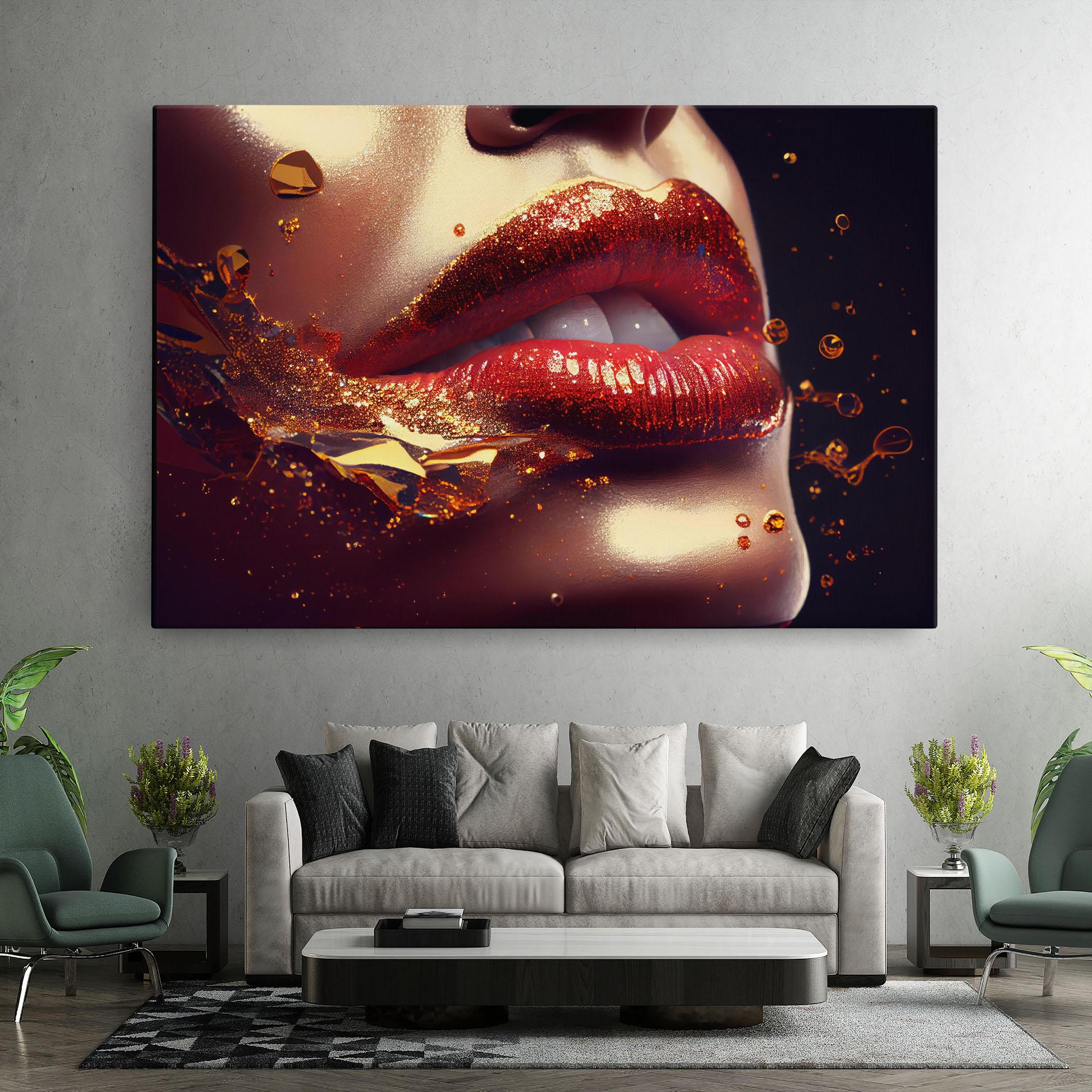 Vászonkép Gold Glitter Lips mockup 7
