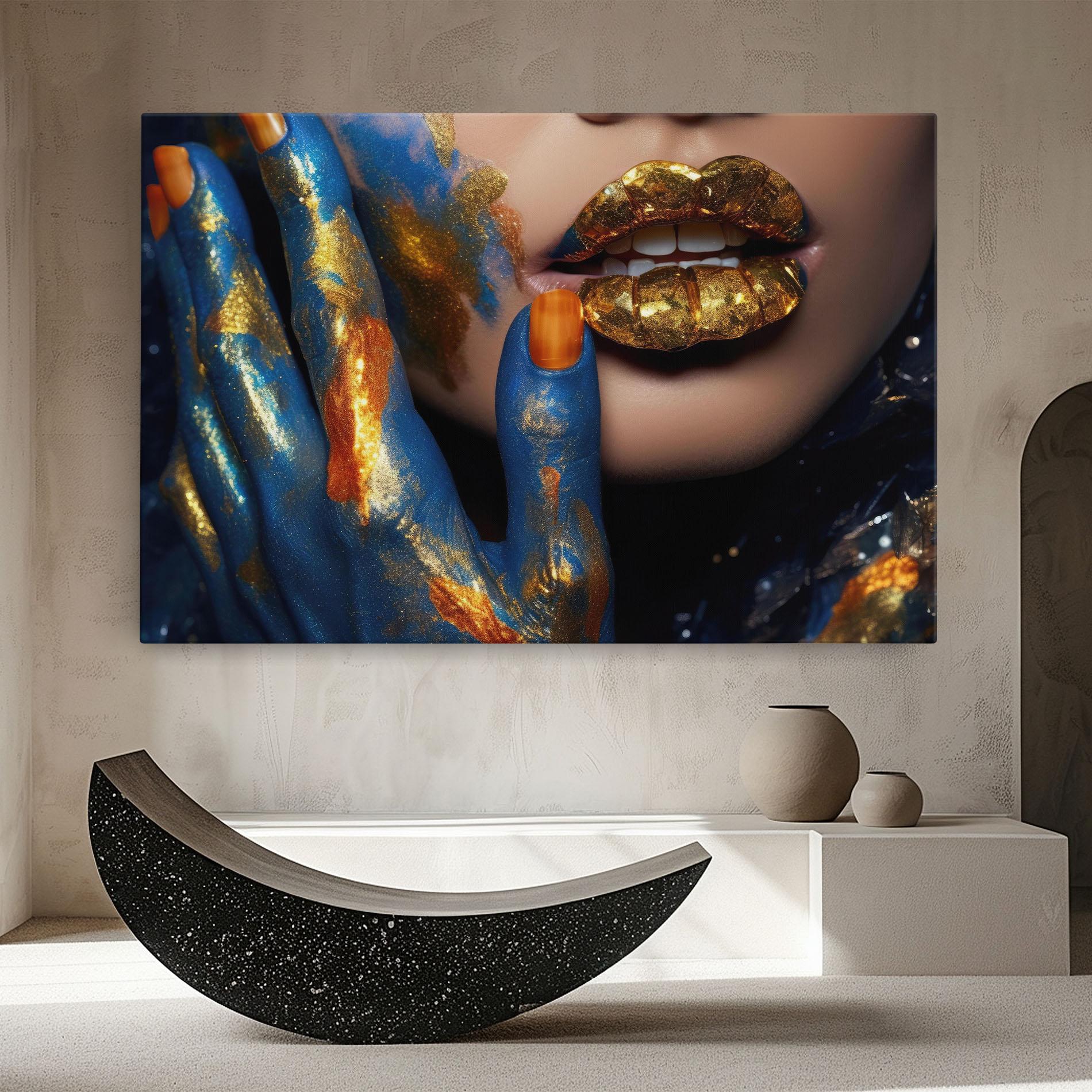 Vászonkép Blue Hand Lips mockup 8