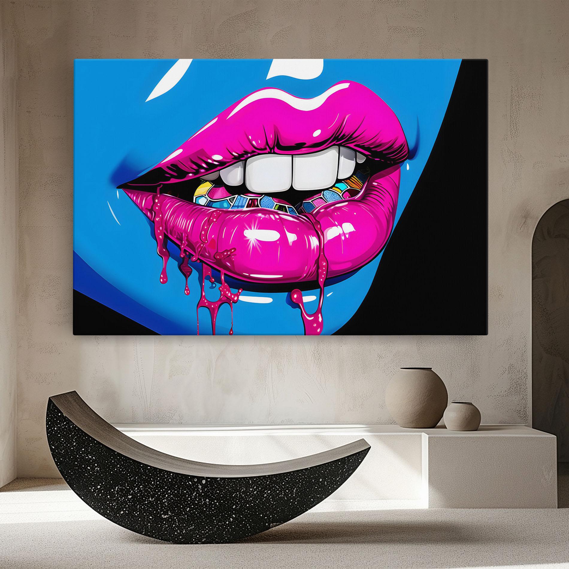 Vászonkép Blue Pink Lips Art mockup 8