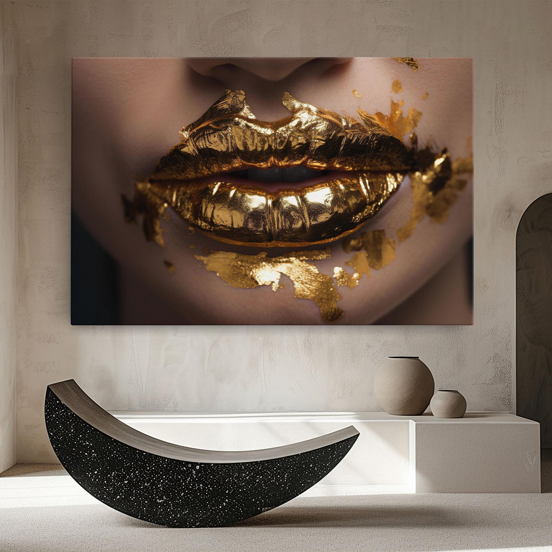 Vászonkép Close Gold Lips mockup 8