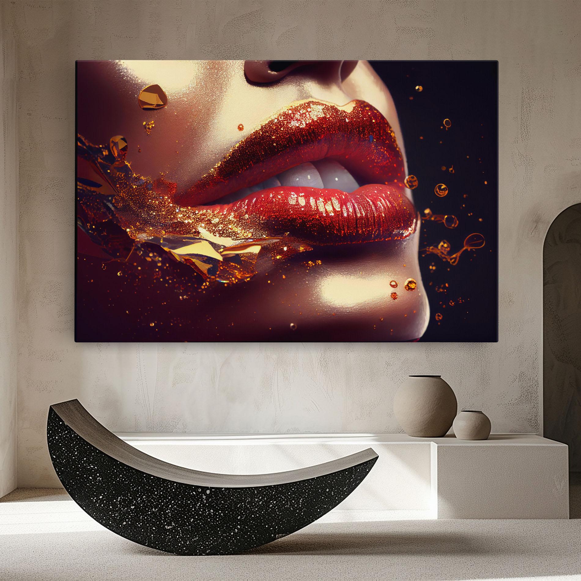 Vászonkép Gold Glitter Lips mockup 8