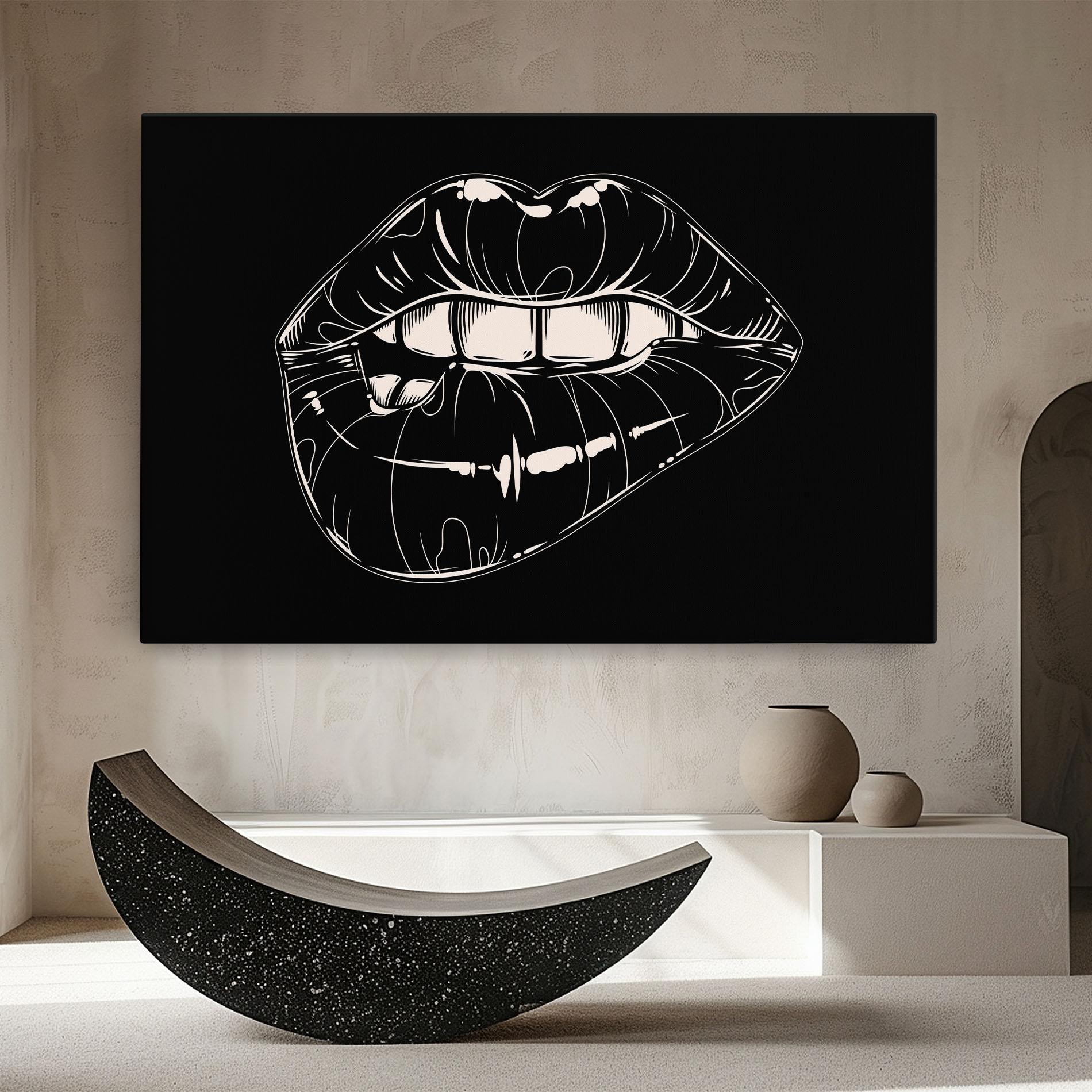 Vászonkép Juicy Lips On Black mockup 8