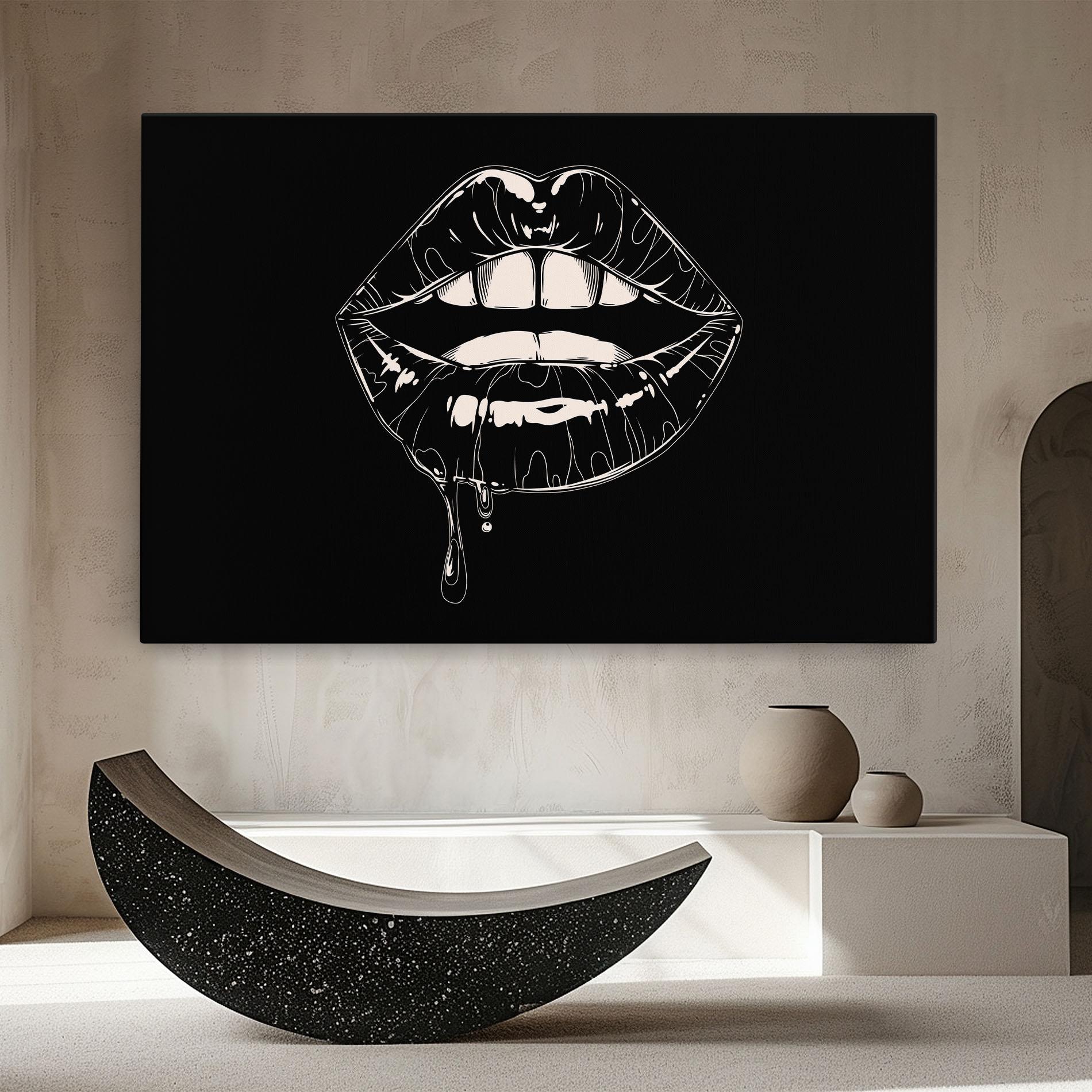 Vászonkép Open Lips On Black mockup 8