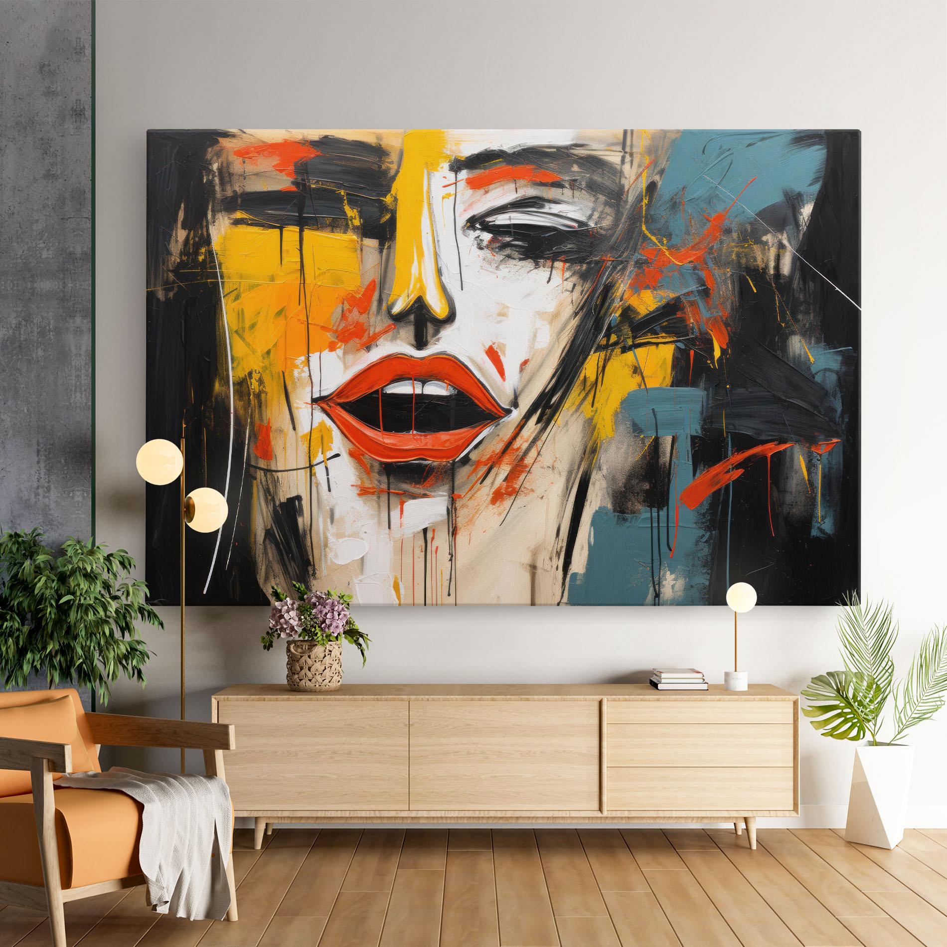 Vászonkép Abstract Woman Lips mockup 9