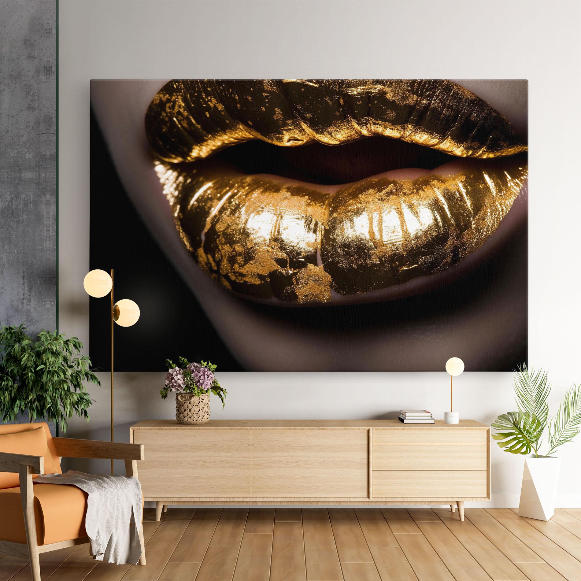 Vászonkép Big Gold Lips mockup 9