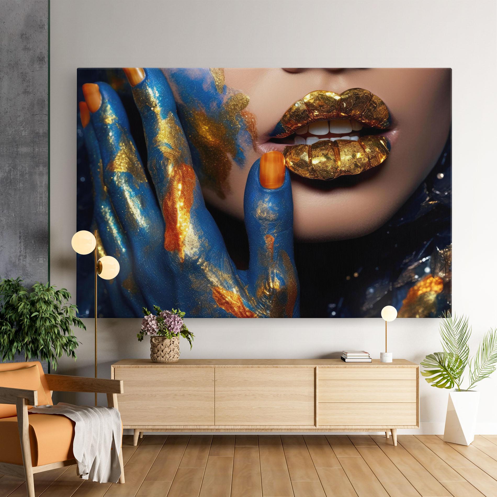 Vászonkép Blue Hand Lips mockup 9