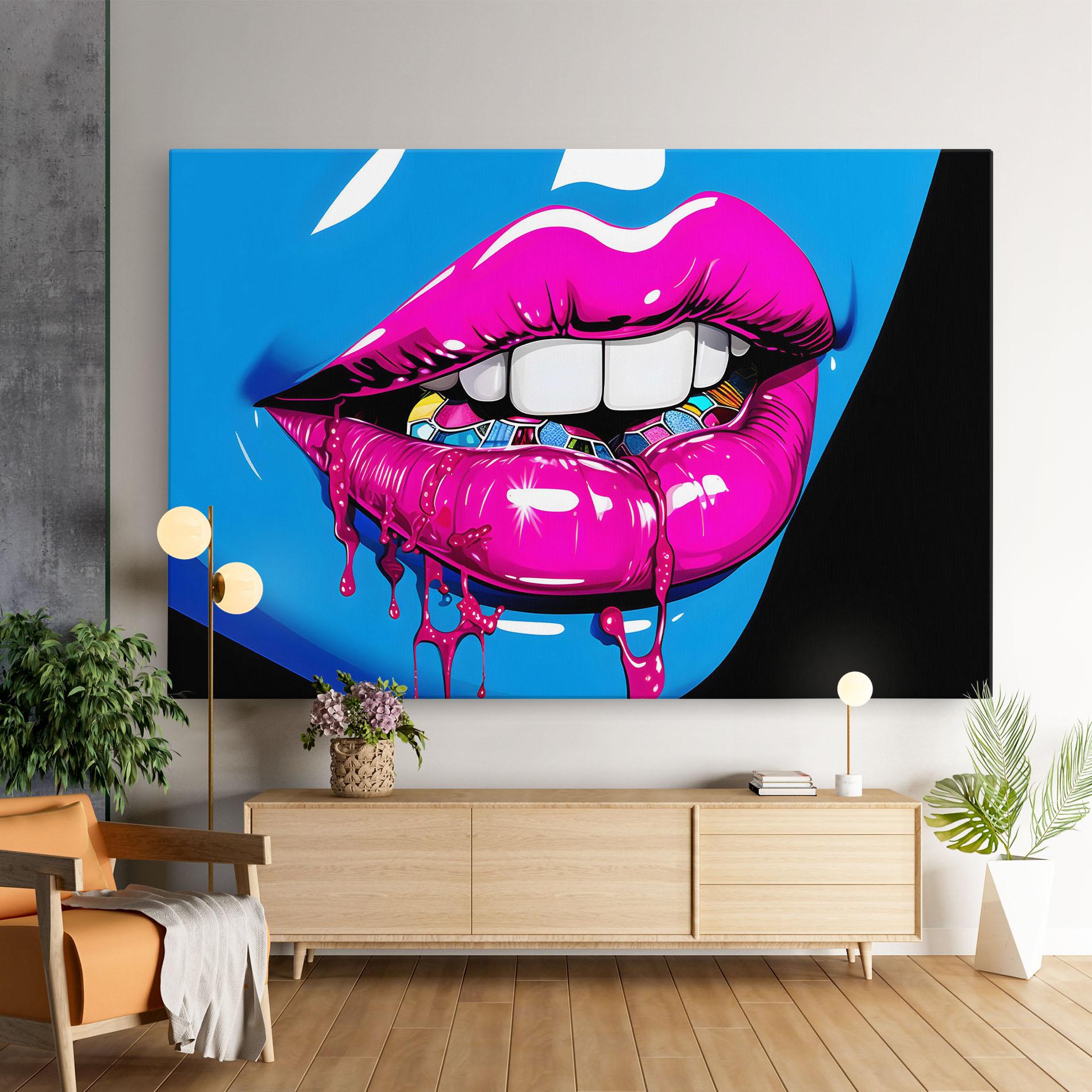 Vászonkép Blue Pink Lips Art mockup 9