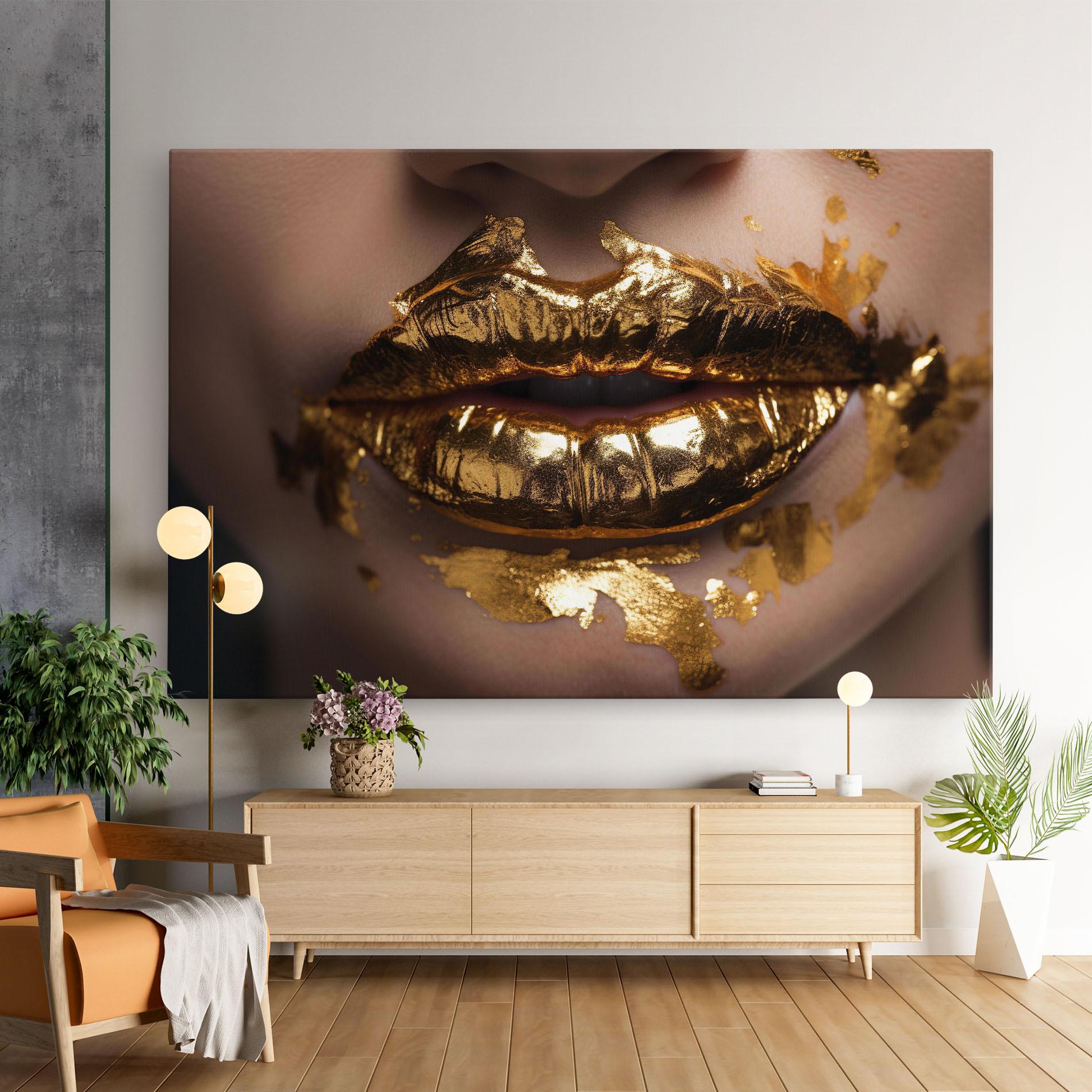 Vászonkép Close Gold Lips mockup 9