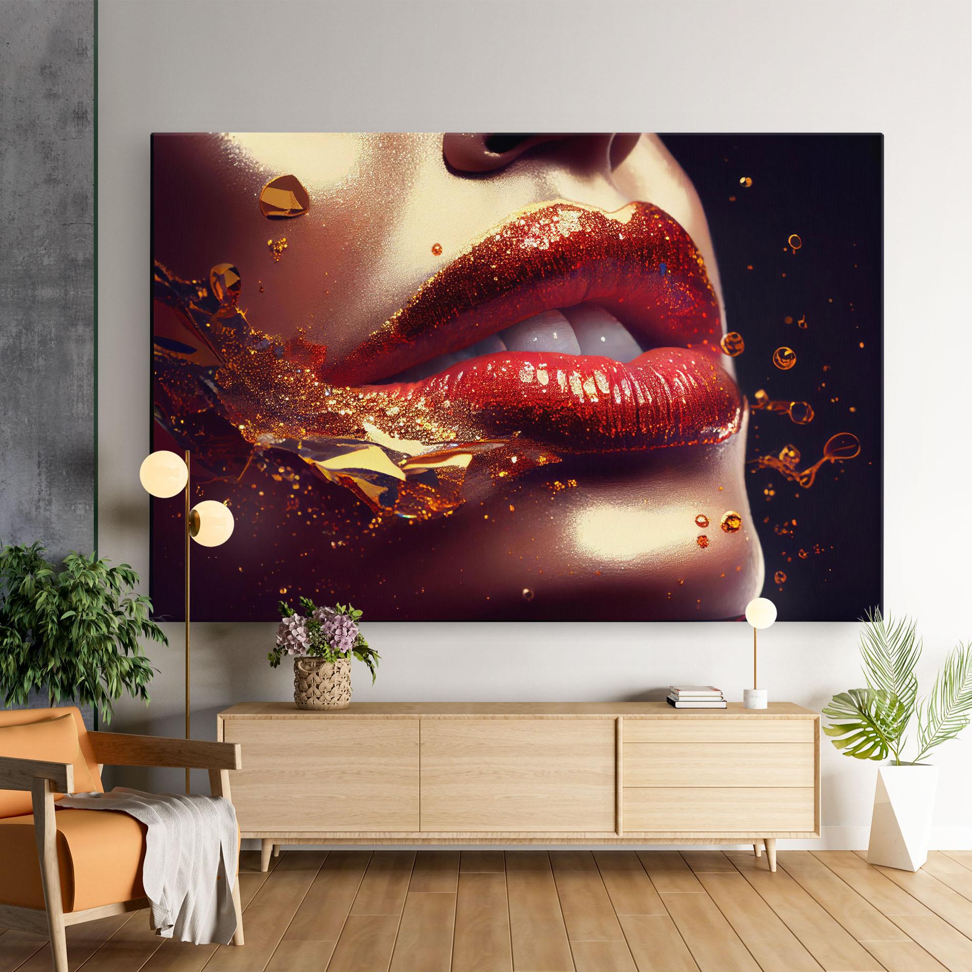 Vászonkép Gold Glitter Lips mockup 9