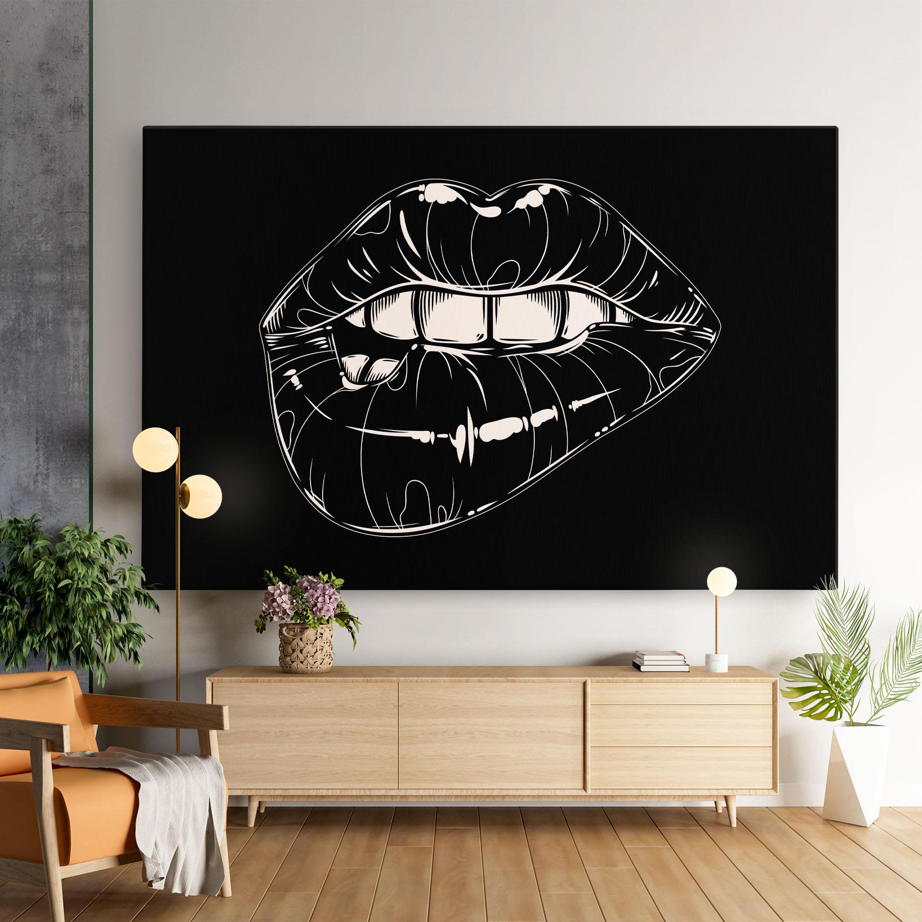 Vászonkép Juicy Lips On Black mockup 9