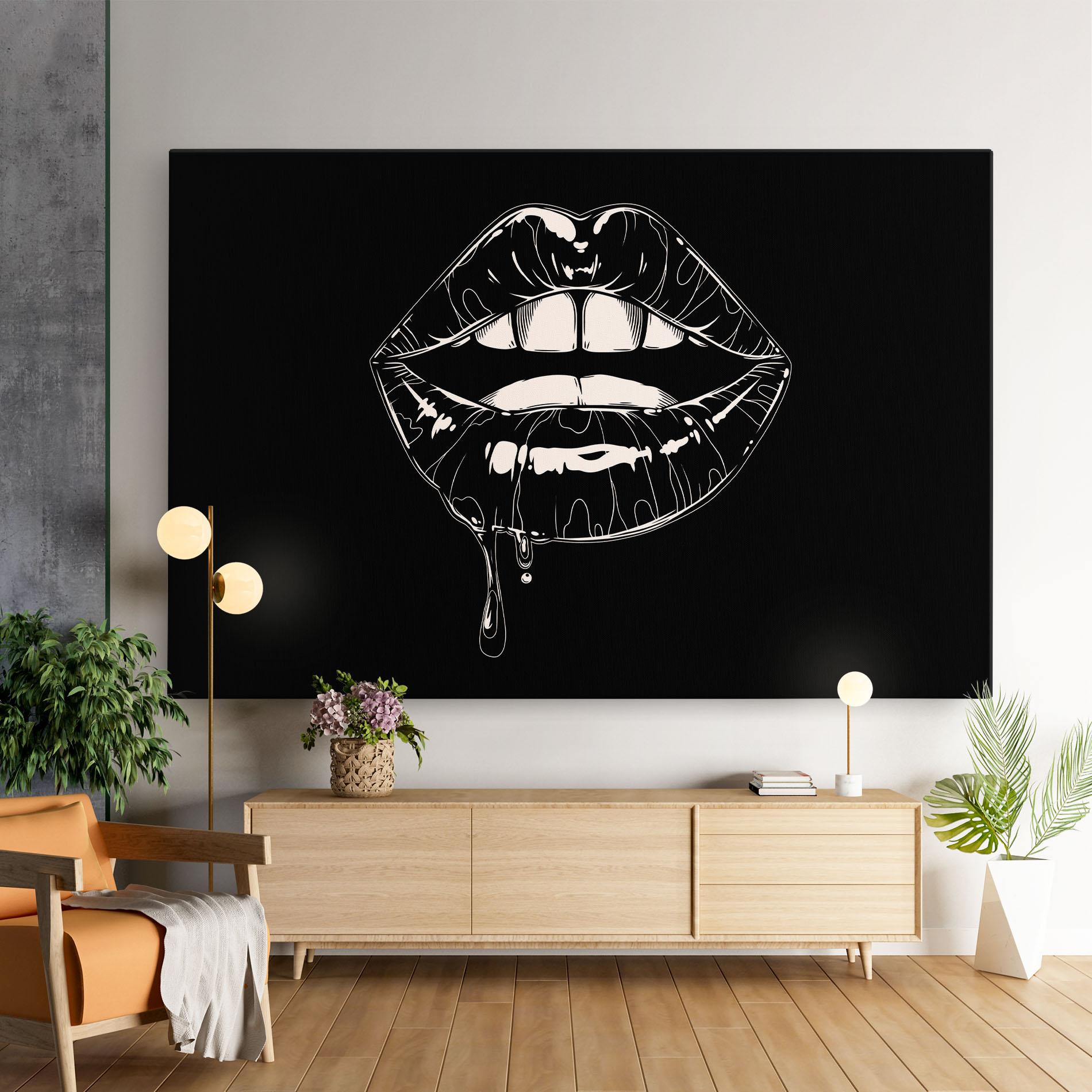 Vászonkép Open Lips On Black mockup 9