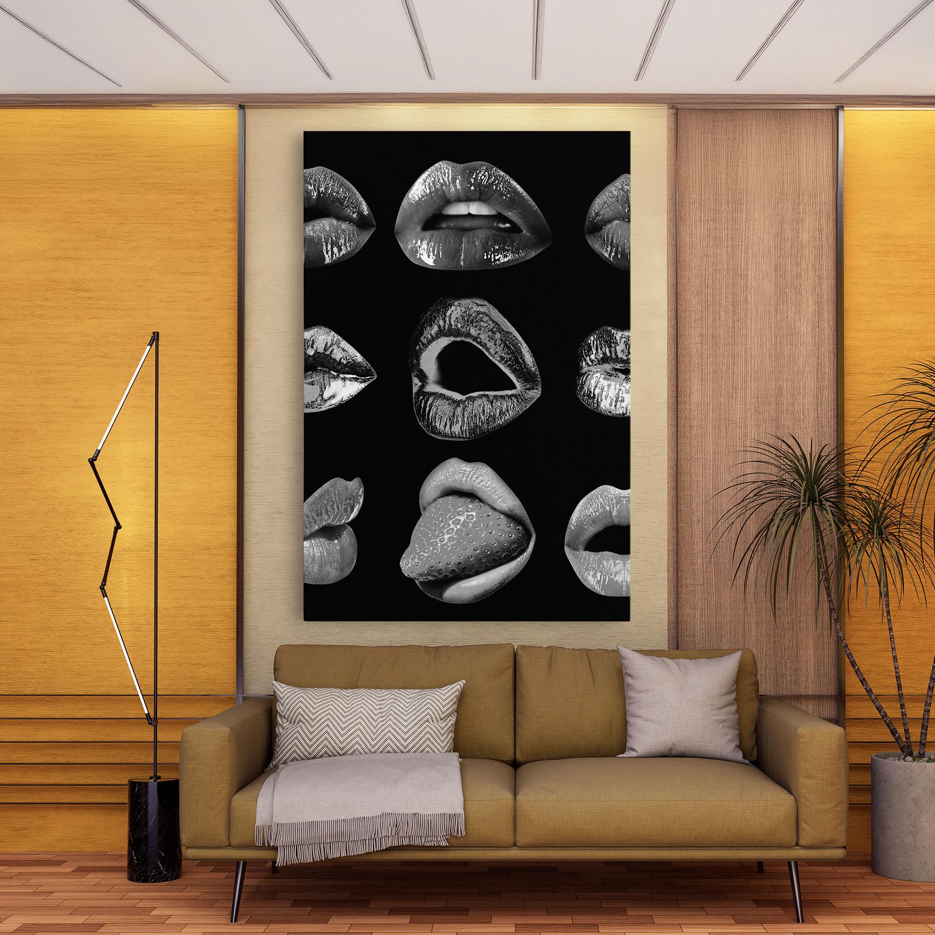 Vászonkép Grey Lips Collage mockup 9