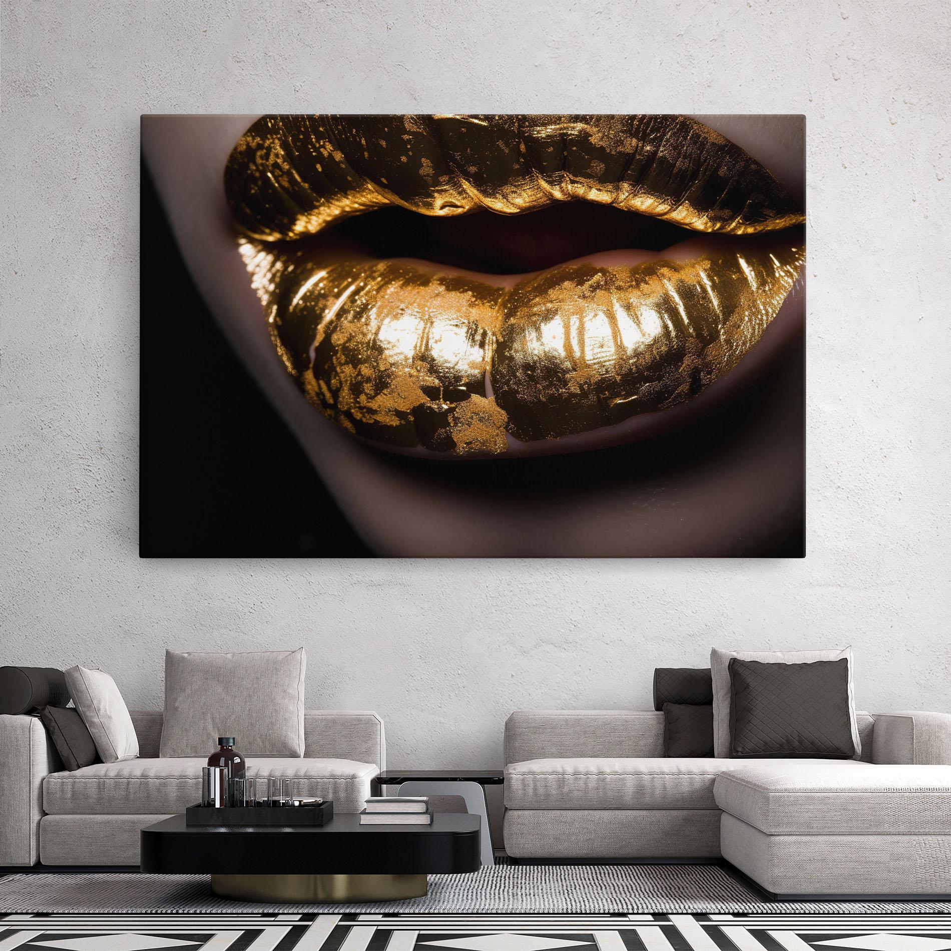 Vászonkép Big Gold Lips mockup 2