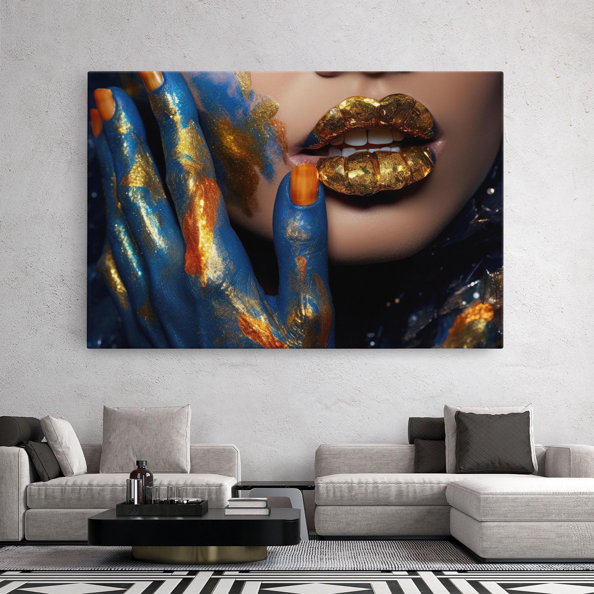 Vászonkép Blue Hand Lips mockup 2