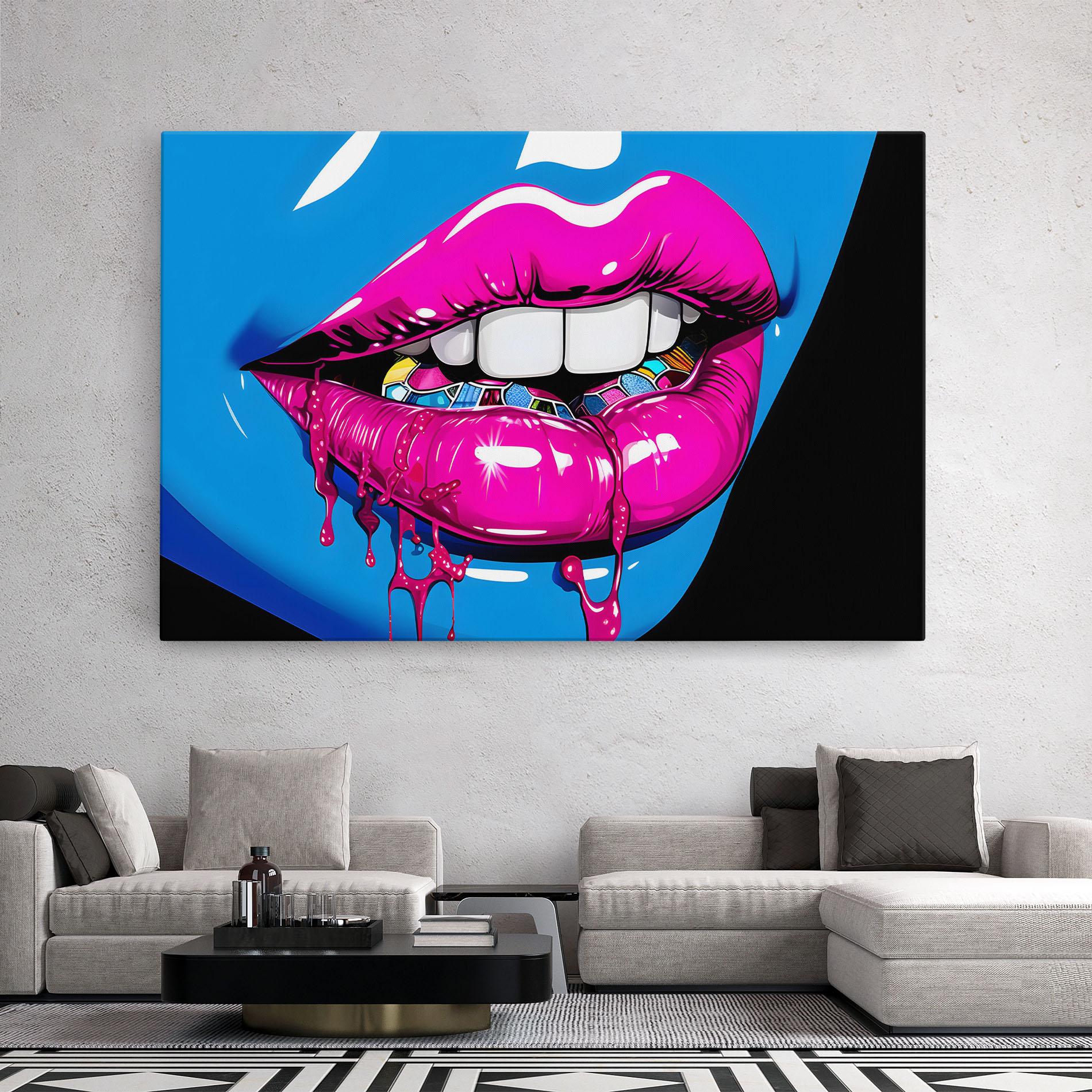 Vászonkép Blue Pink Lips Art mockup 2