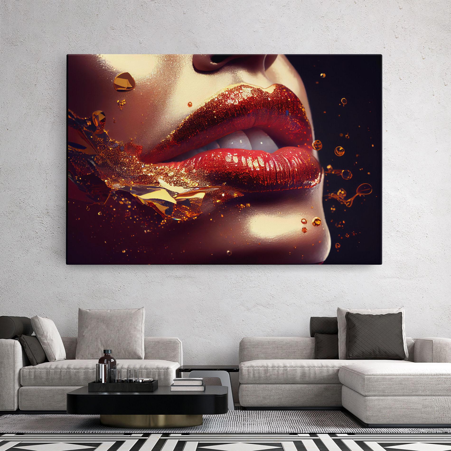 Vászonkép Gold Glitter Lips mockup 2