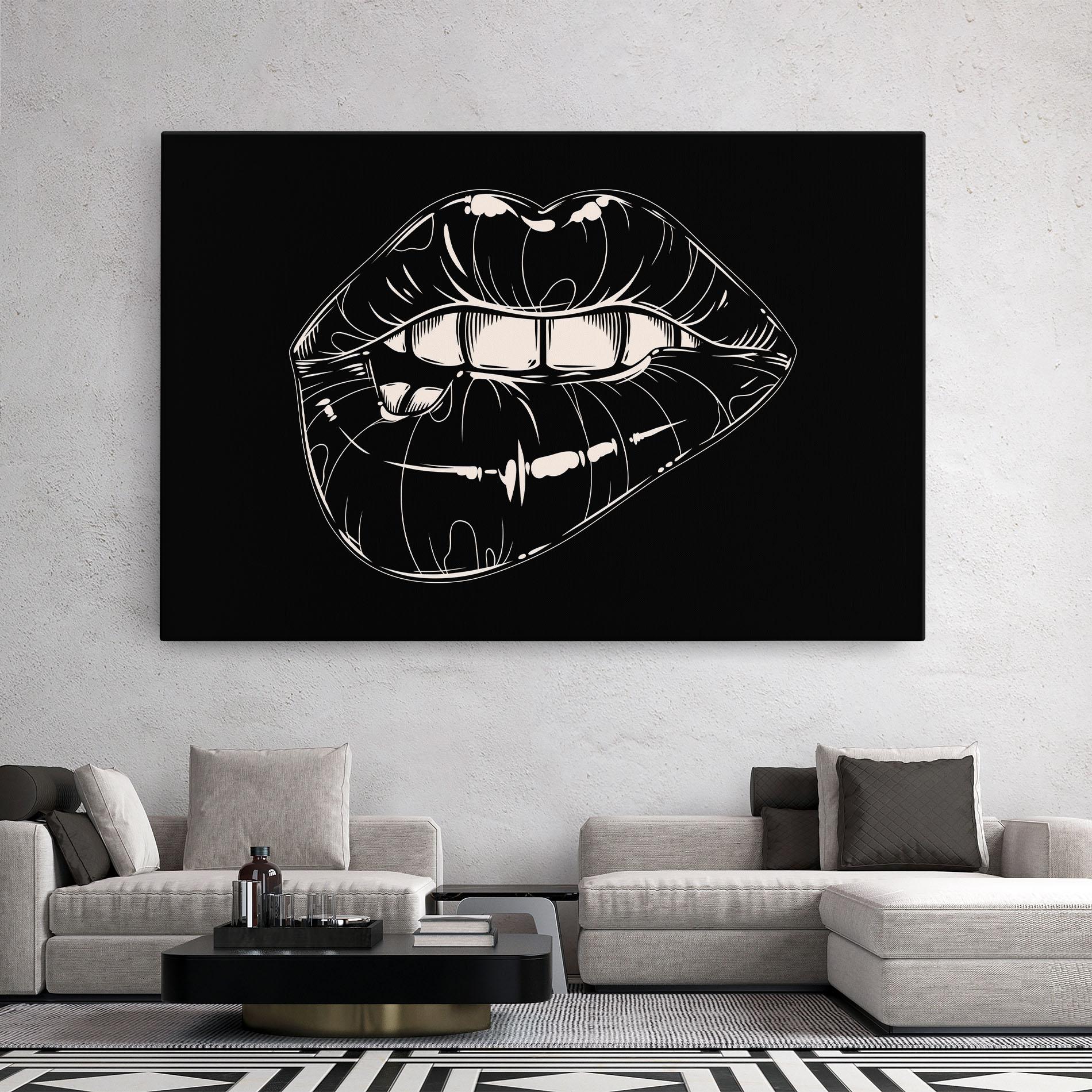 Vászonkép Juicy Lips On Black mockup 2