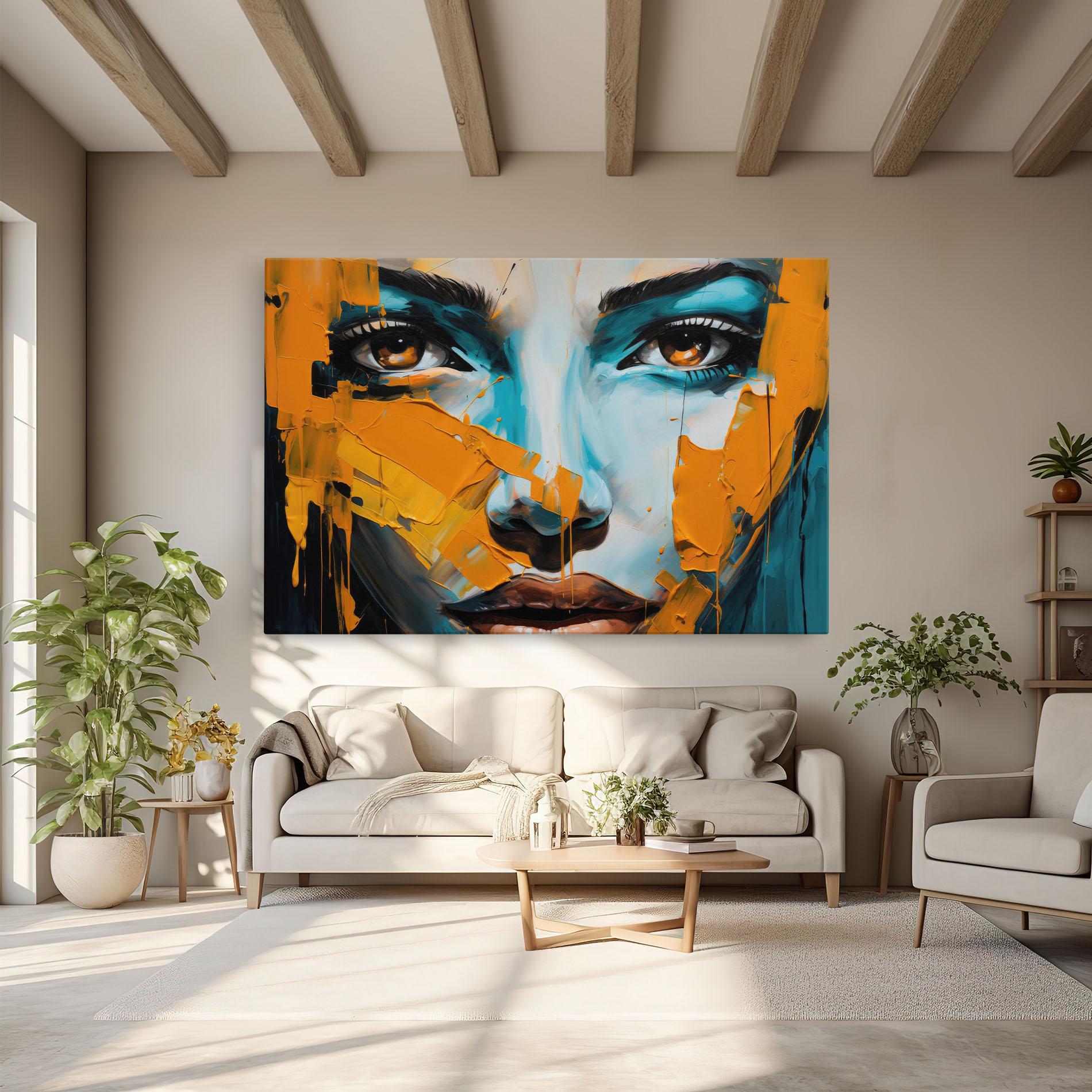 Vászonkép Orange Paint Portrait mockup 6