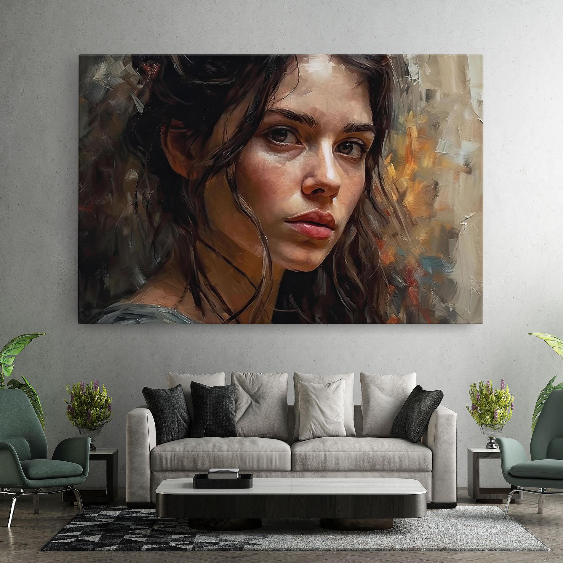 Vászonkép Closeup Impasto Portrait mockup 7