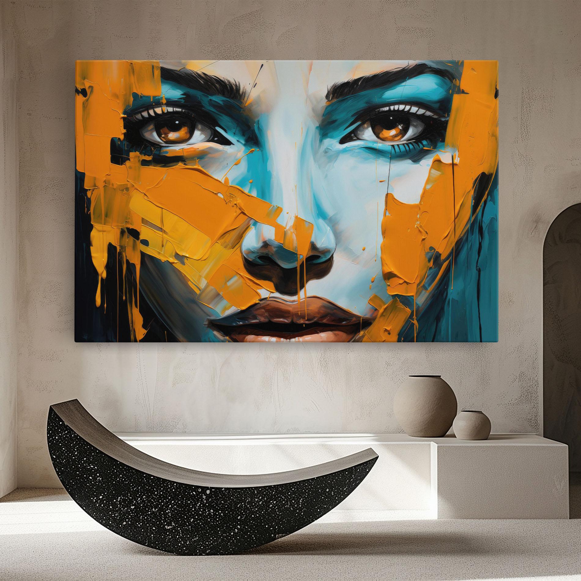 Vászonkép Orange Paint Portrait mockup 8