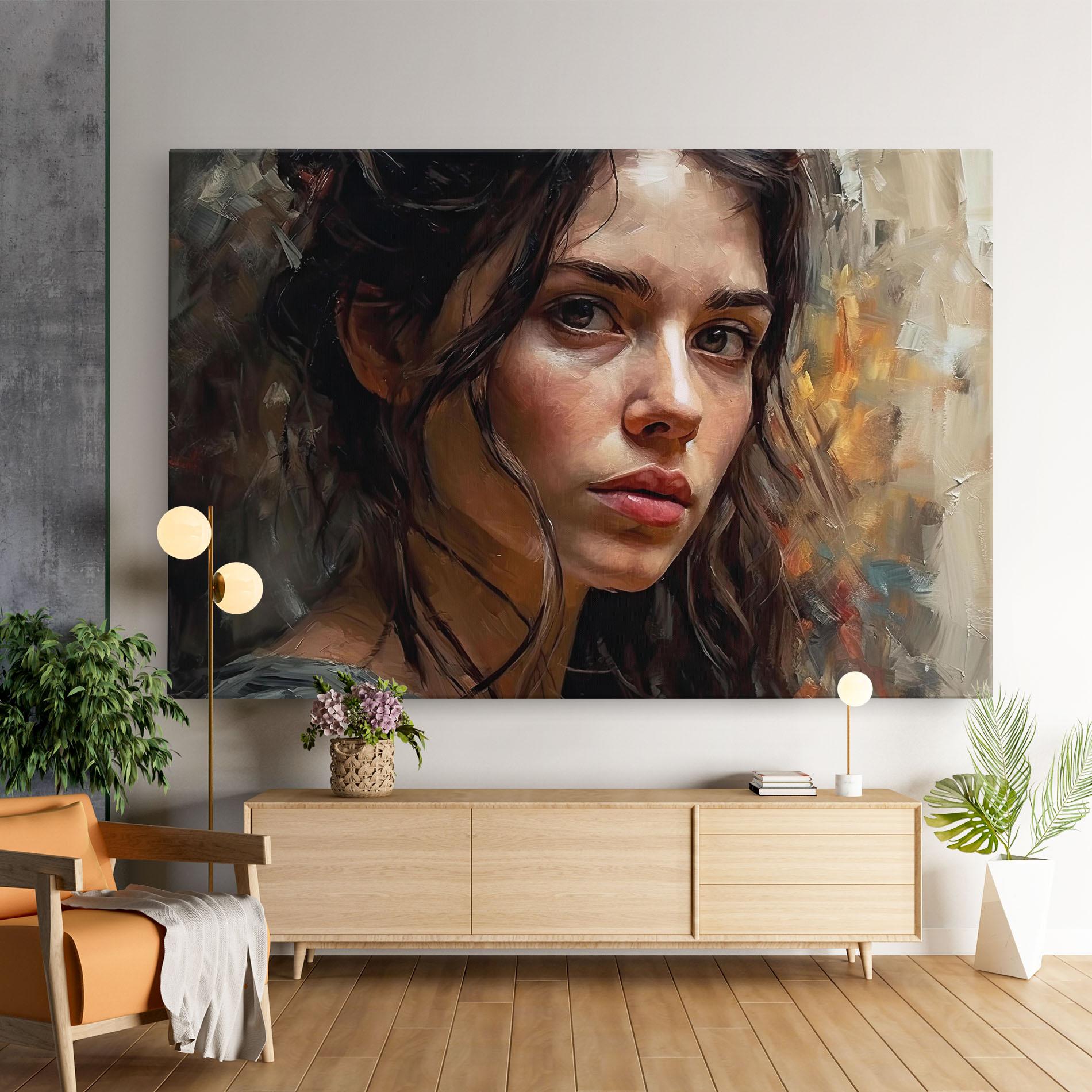 Vászonkép Closeup Impasto Portrait mockup 9