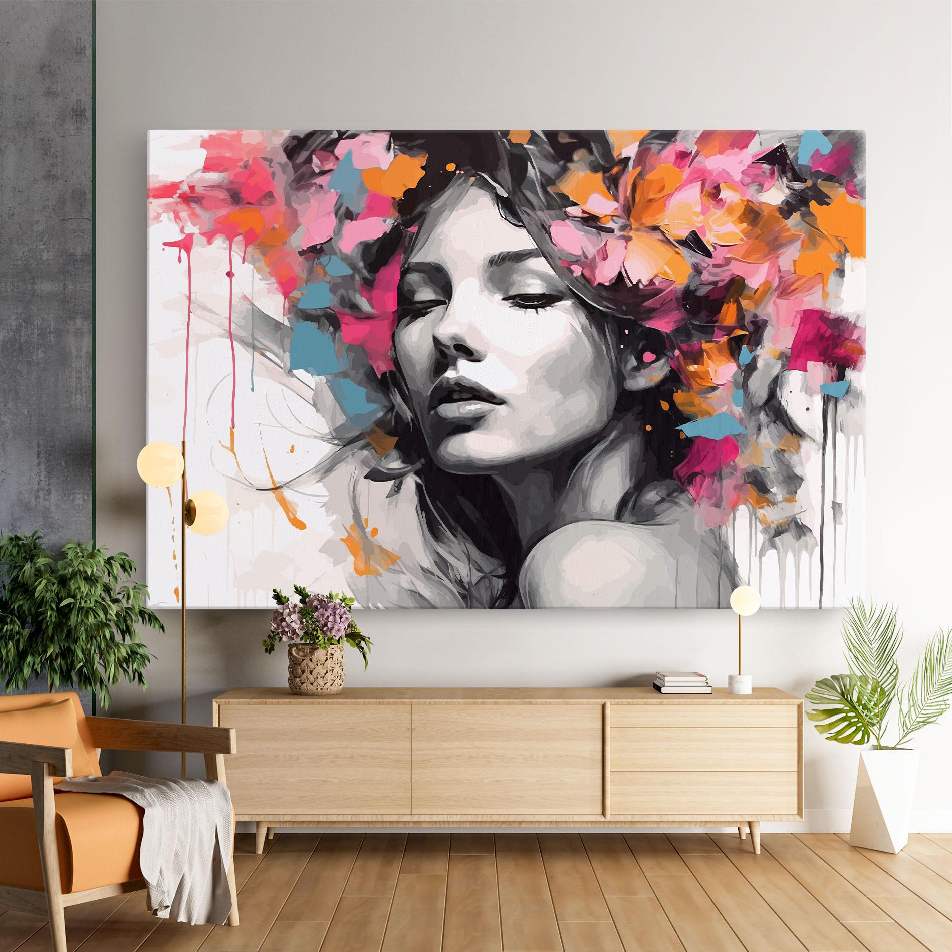 Vászonkép Colorful Flower Portrait mockup 9