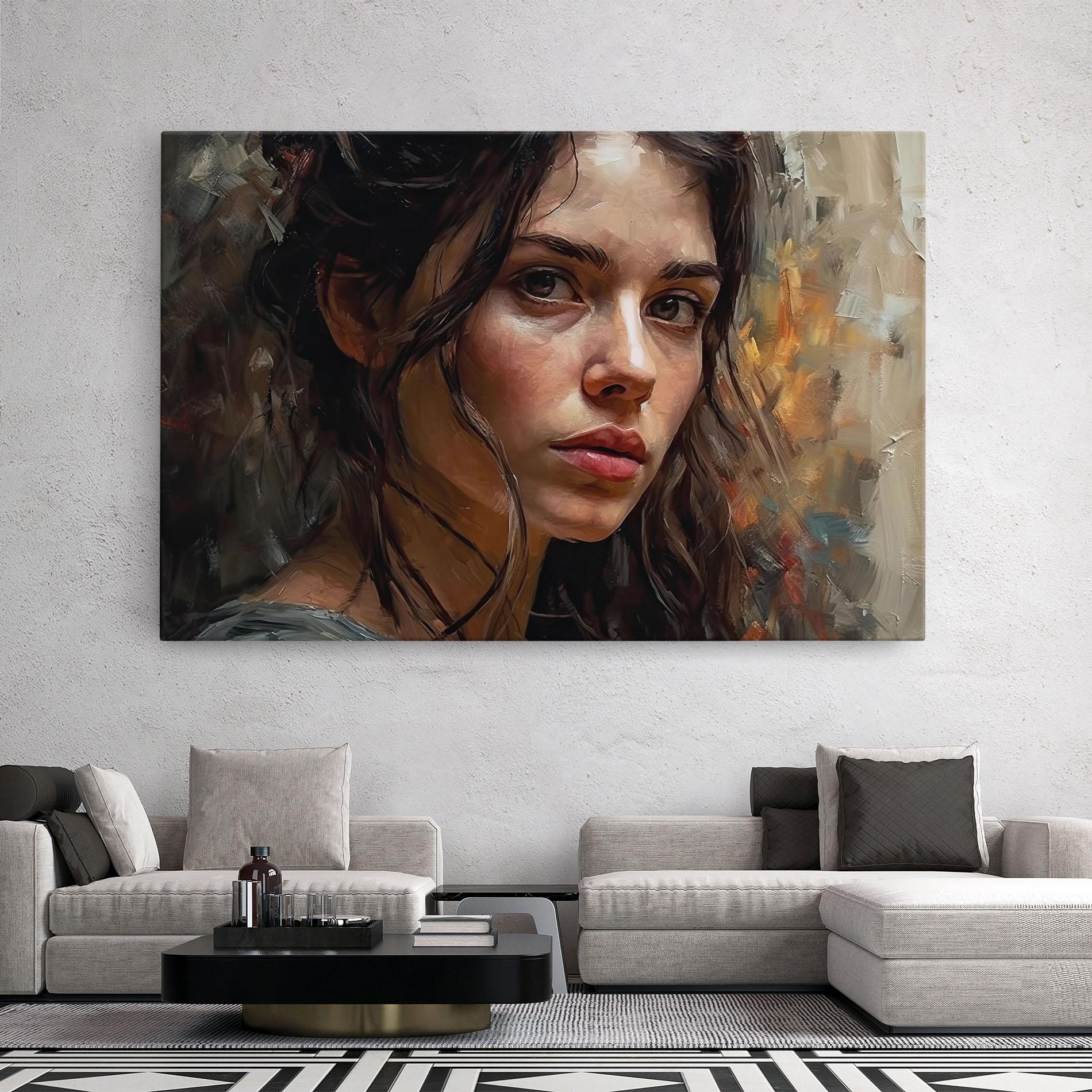 Vászonkép Closeup Impasto Portrait mockup 2
