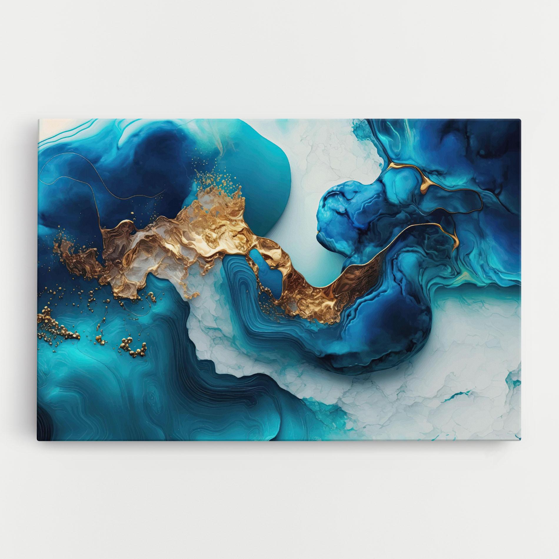 Vászonkép Gold Blue Art Wave mockup 0
