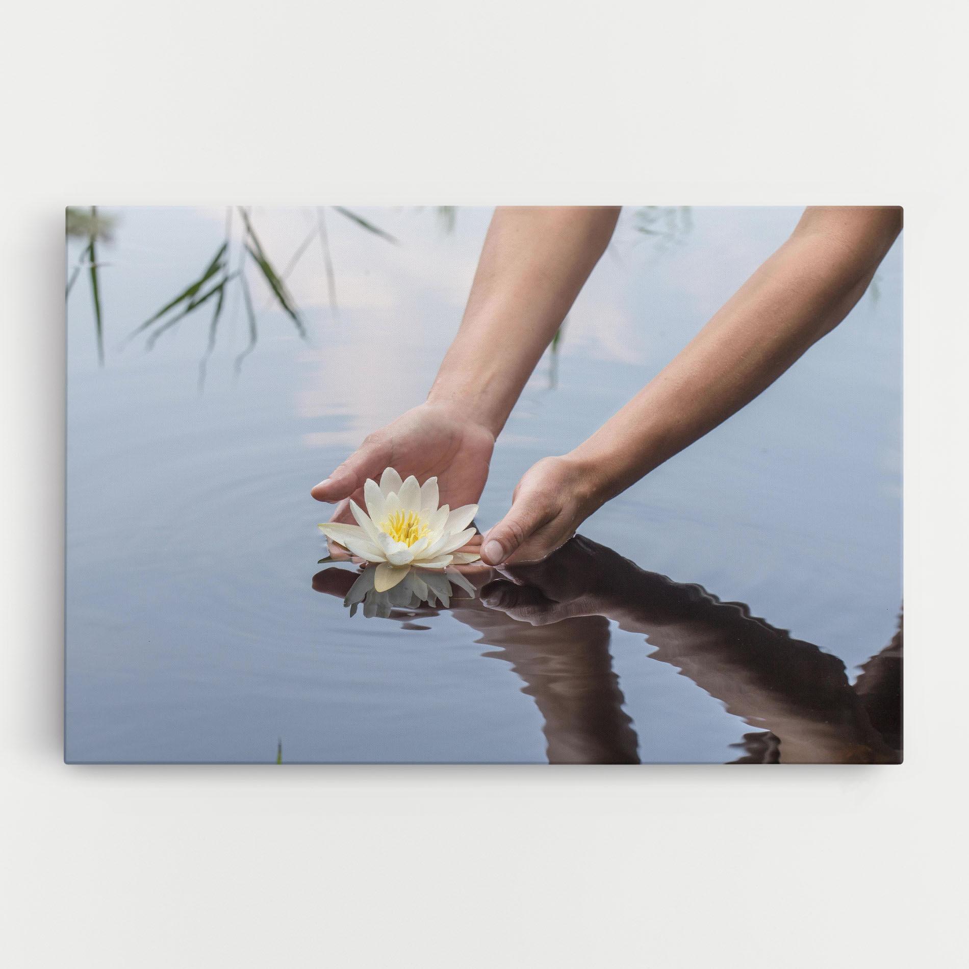 Vászonkép Holding Lake Flower mockup 0