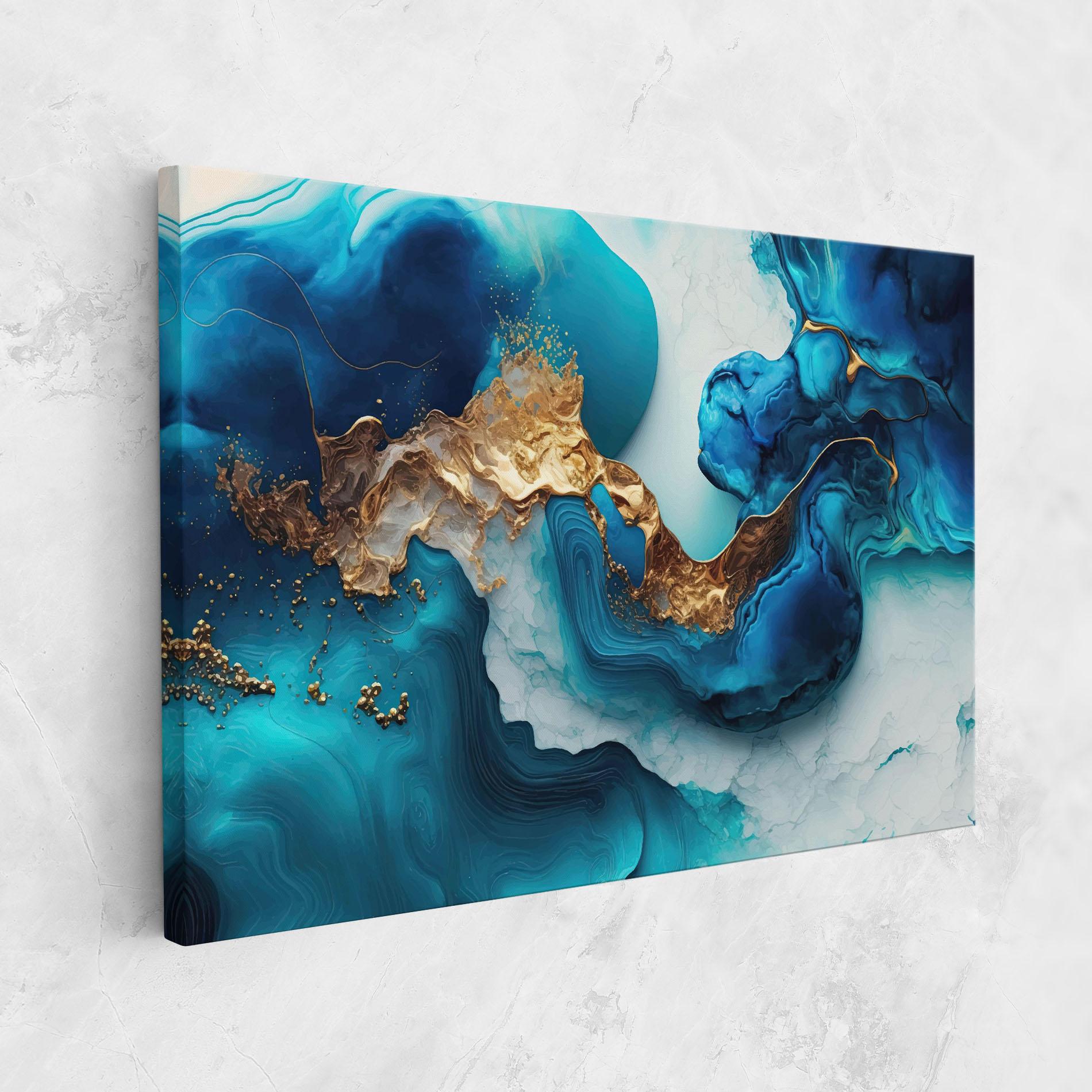 Vászonkép Gold Blue Art Wave mockup 1