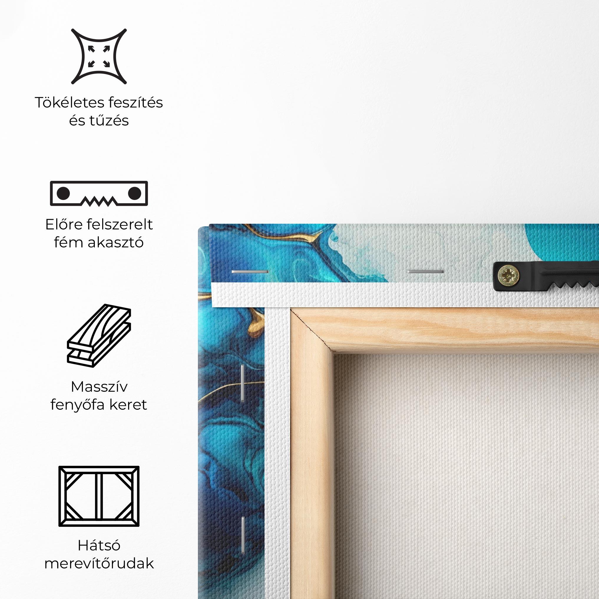 Vászonkép Gold Blue Art Wave mockup 5