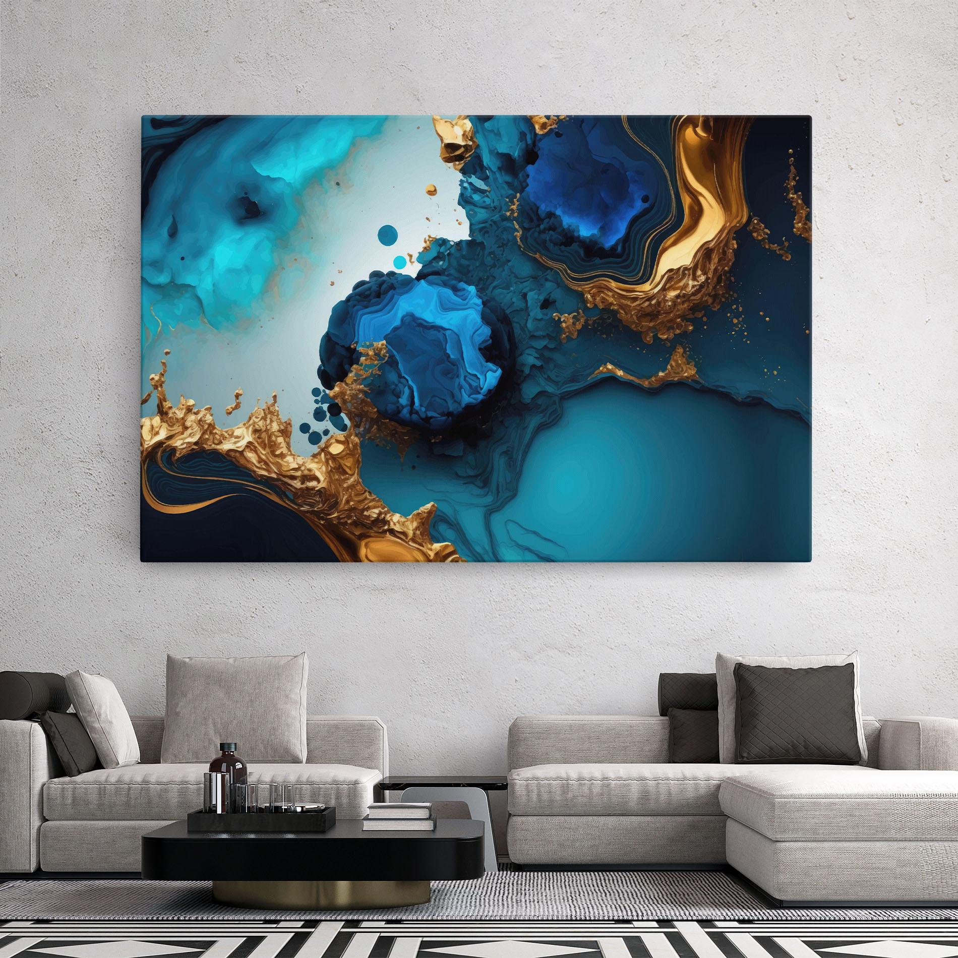 Vászonkép Blue Gold Wave mockup 2