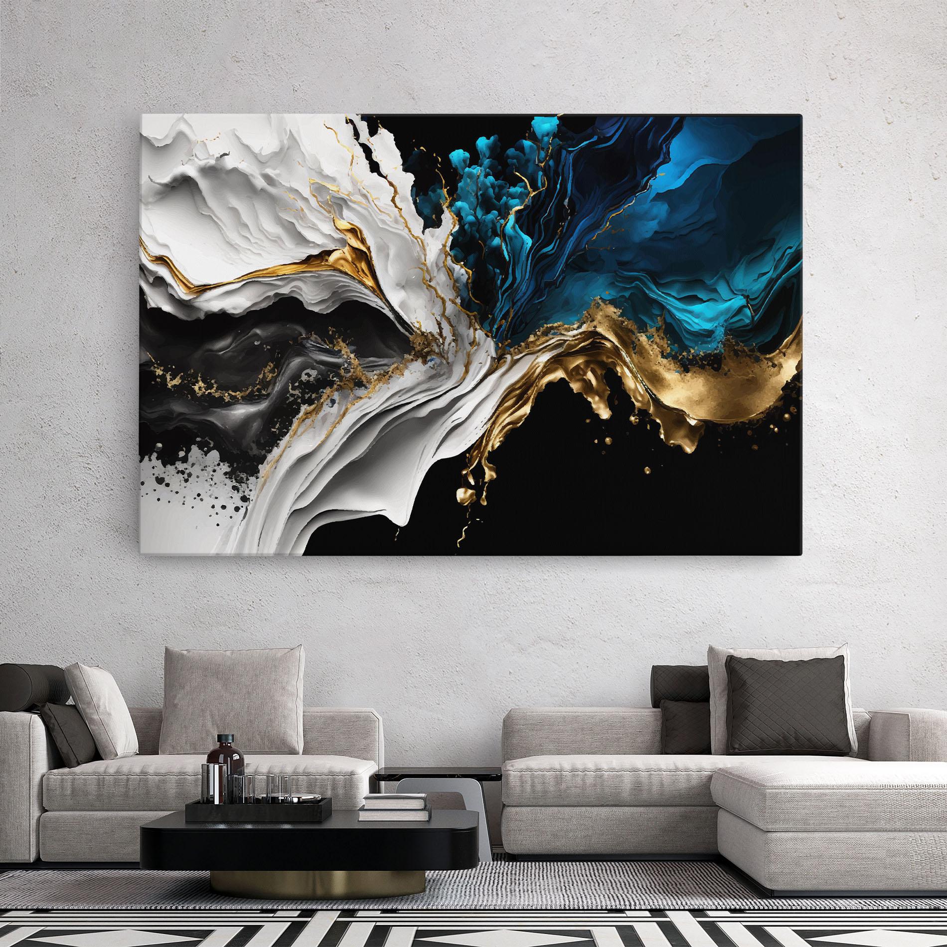 Vászonkép White Black Wave mockup 2